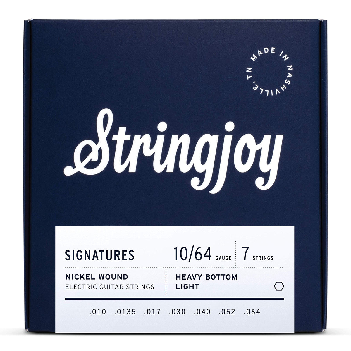 Stringjoy HVY107 7 String Signatures Nickel Electric Guitar Strings, (Heavy Bottom Light Gauge, 10-64)