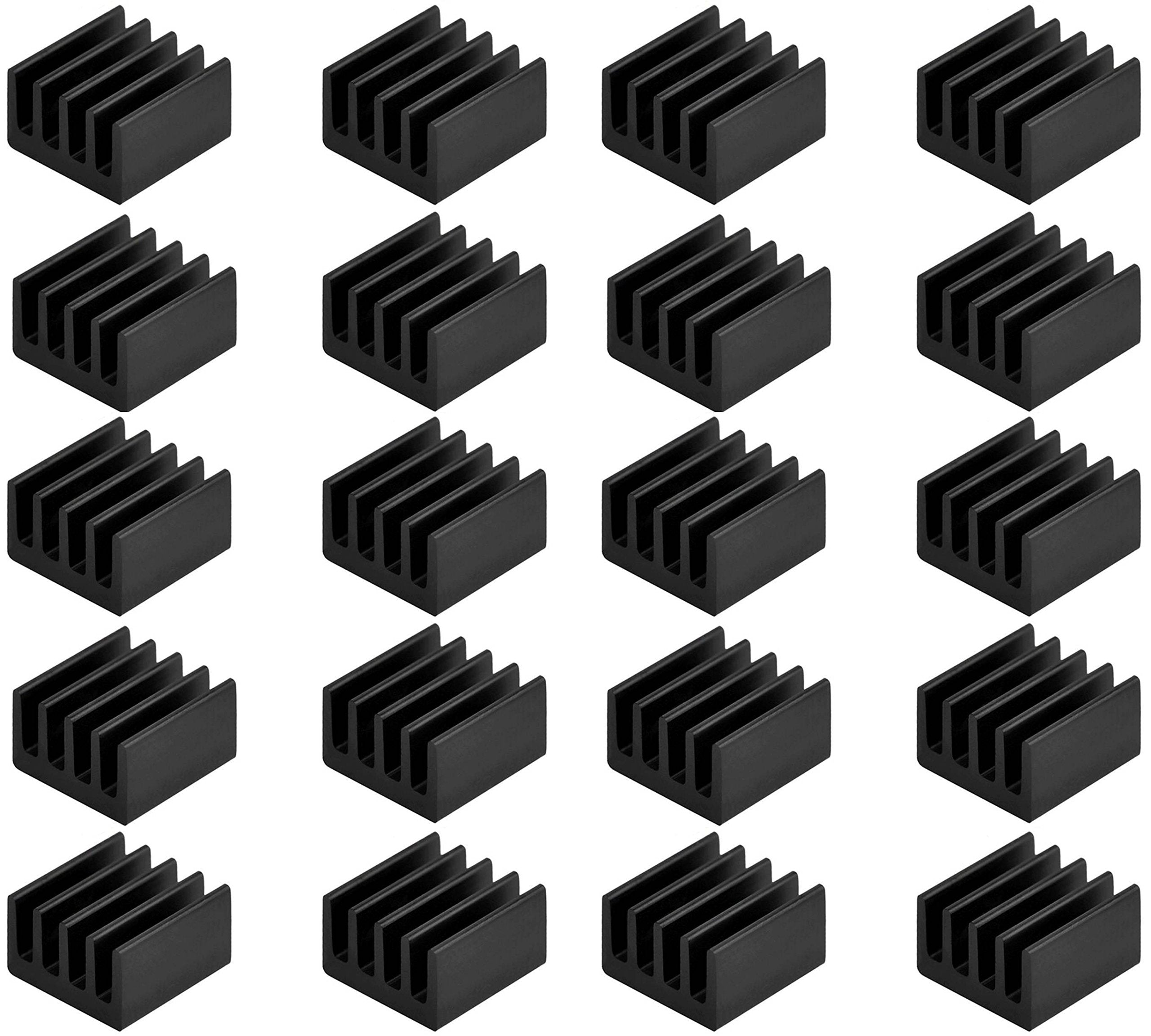 Easycargo 20Pcs 9Mm Small Mini Heatsink Kit 9X9X5Mm + 3M 8810 Thermal Conductive Adhesive Tape, Mini Cooler Aluminum Heat Sink F