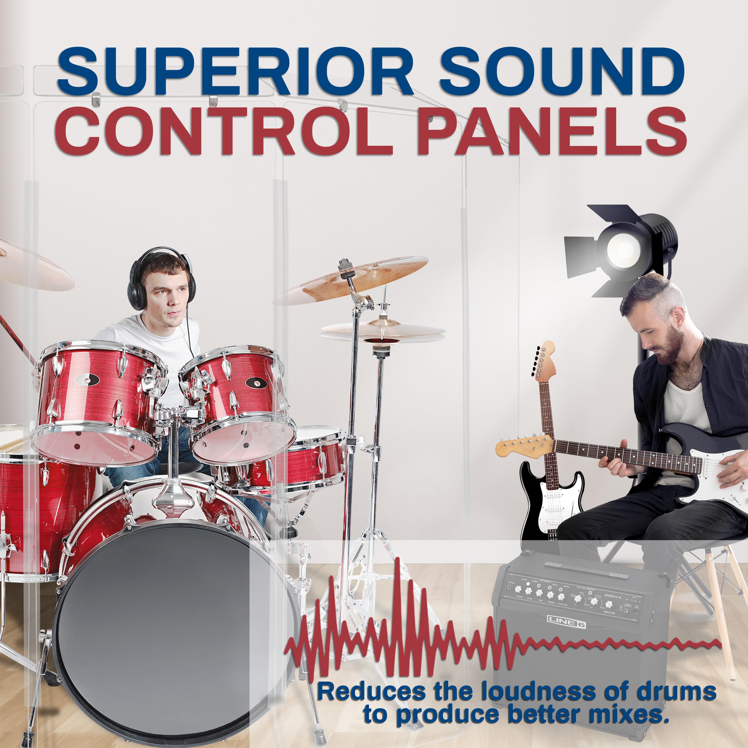 Pennzoni Drum Shield 6Ft W/Deflectors & Plastic Hinges, Comes W/ 7 Drum Panels, Plastic Hinges & Deflector Connectors, Premium C