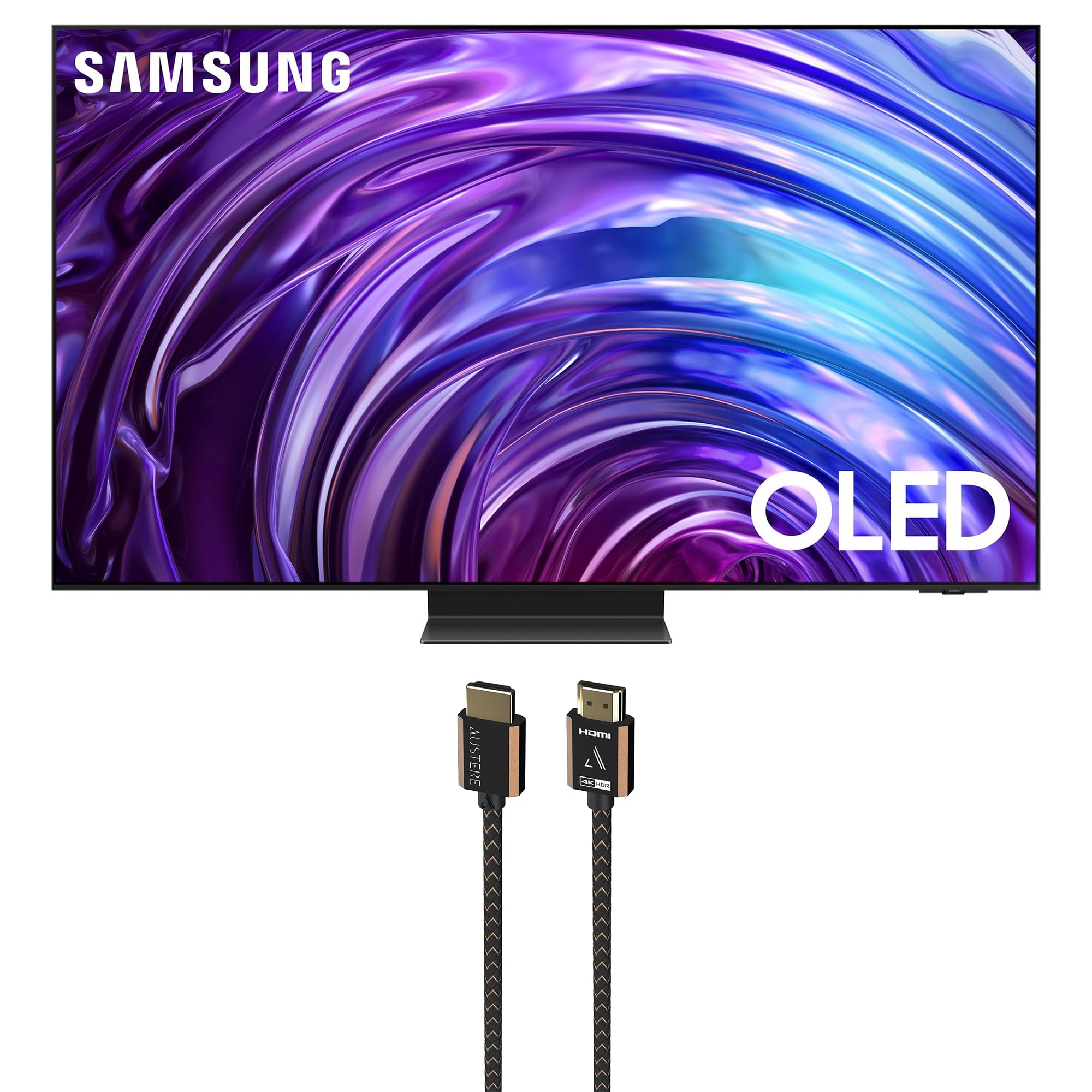 Samsung QN55S95DAFXZA 55 Inch OLED 4K Smart TV with Dolby Atmos and an Austere 3S-4KHD2-2.5M III Series 4K HDMI 2.5m Cable (2024