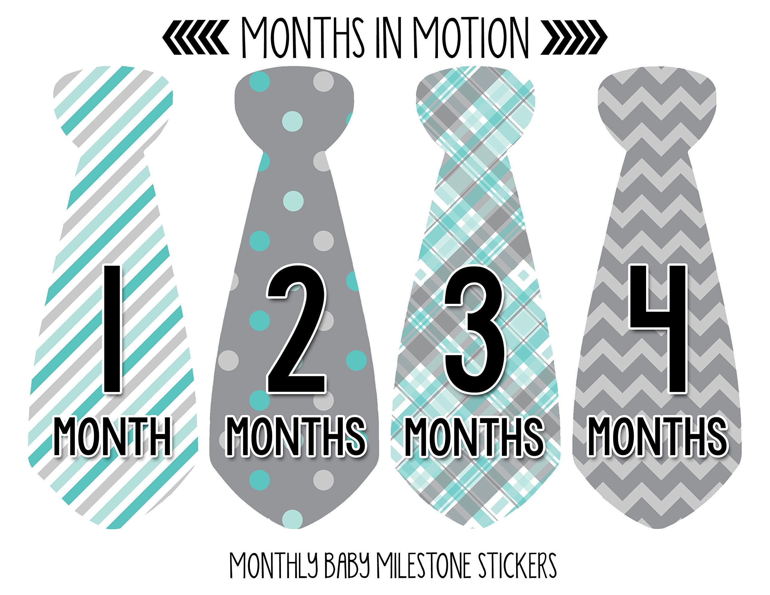 Months In Motion Monthly Baby Tie Stickers   Boy Month Milestone Necktie Sticker   Shower Gift   Photo Prop   Infant Keepsakes