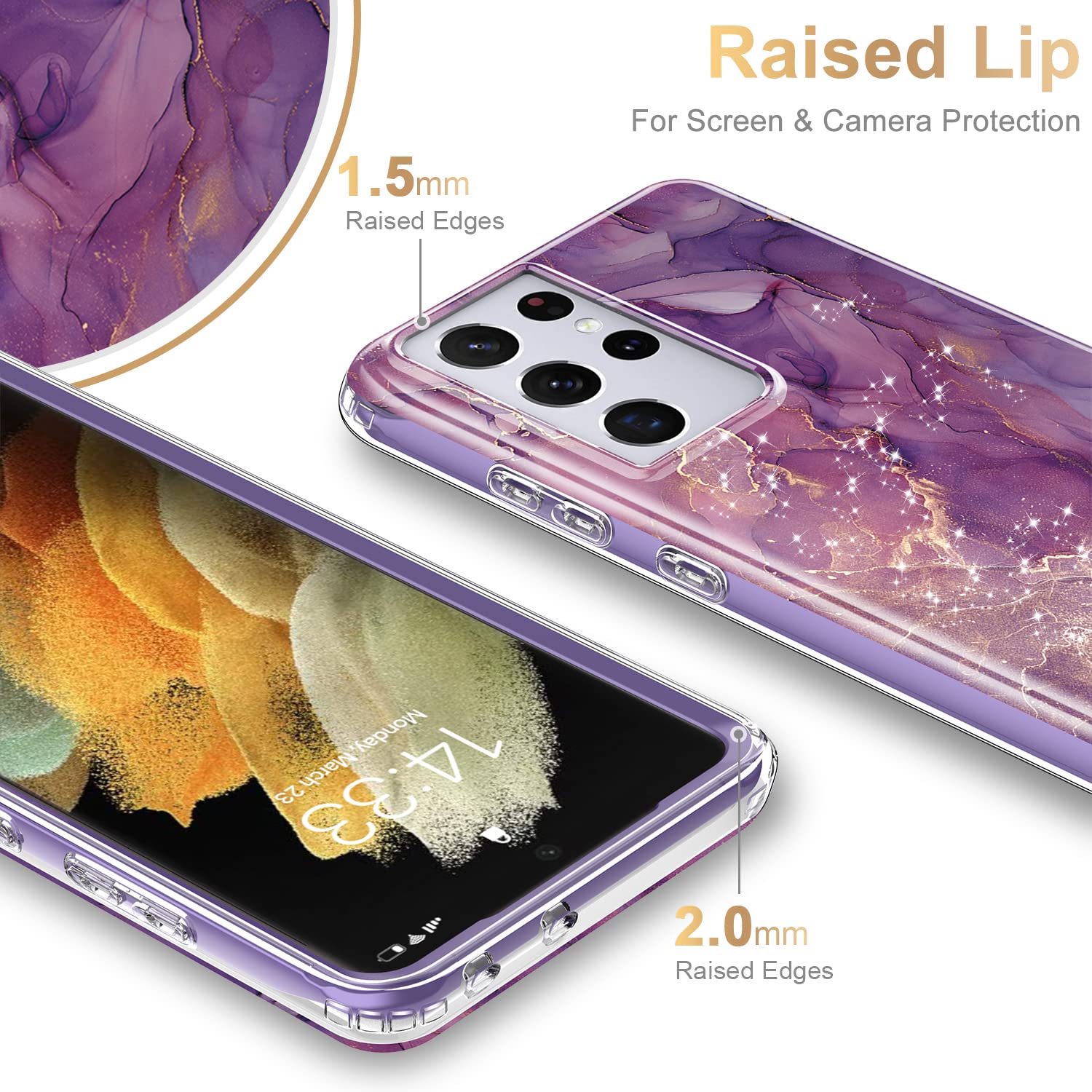 Esdot For Samsung Galaxy S21 Ultra Case,Military Grade Passing 21Ft Drop Test,Rugged Cover With Fashion Designs For Women Girls,