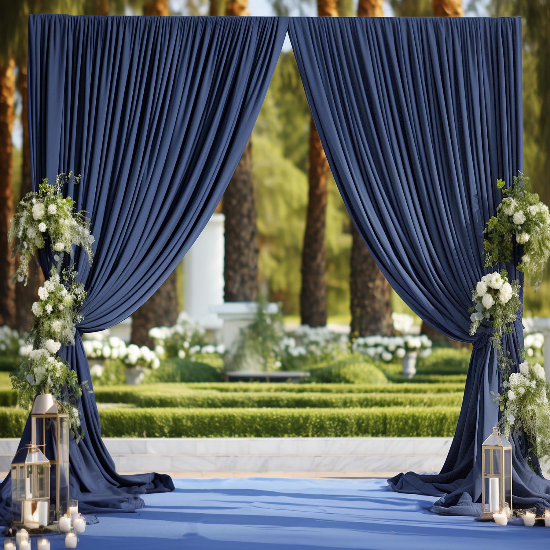 10Ft X 10Ft Navy Blue Backdrop Curtains Panels For Party Wrinkle Free Fabric Backdrop Drapes Decorations Cloth For Wedding Baby