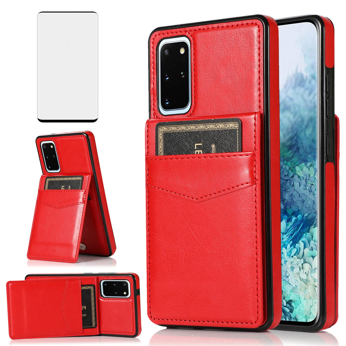 Asuwish Phone Case For Samsung Galaxy S20 Plus Glaxay S20+ 5G With Tempered Glass Screen Protector Credit Card Holder Wallet Cov