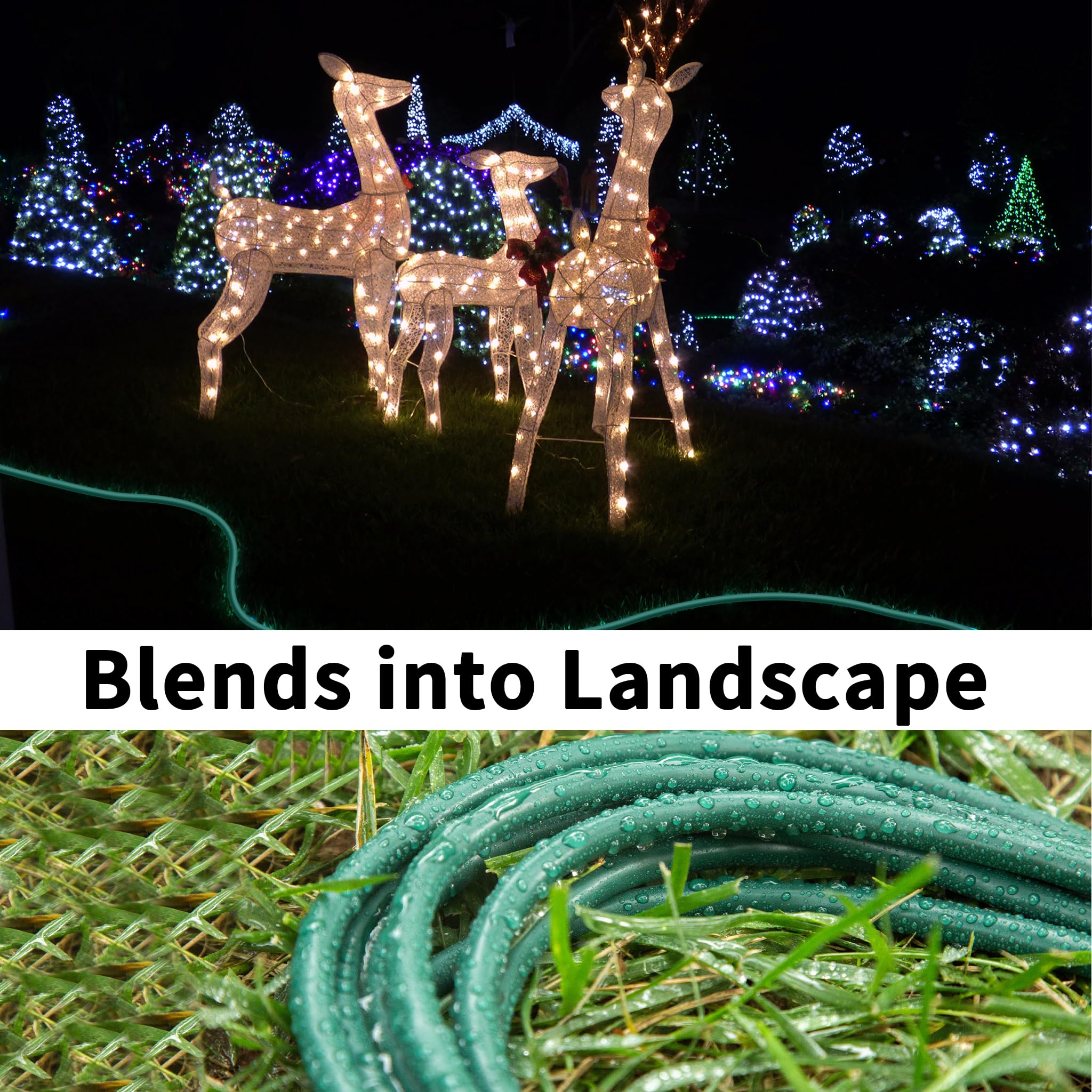 Indoor Outdoor Green Extension Cord 10 Ft Waterproof, 16/3 Gauge Flexible Cold Resistant Appliance Extension Cord Outside, 13A 1