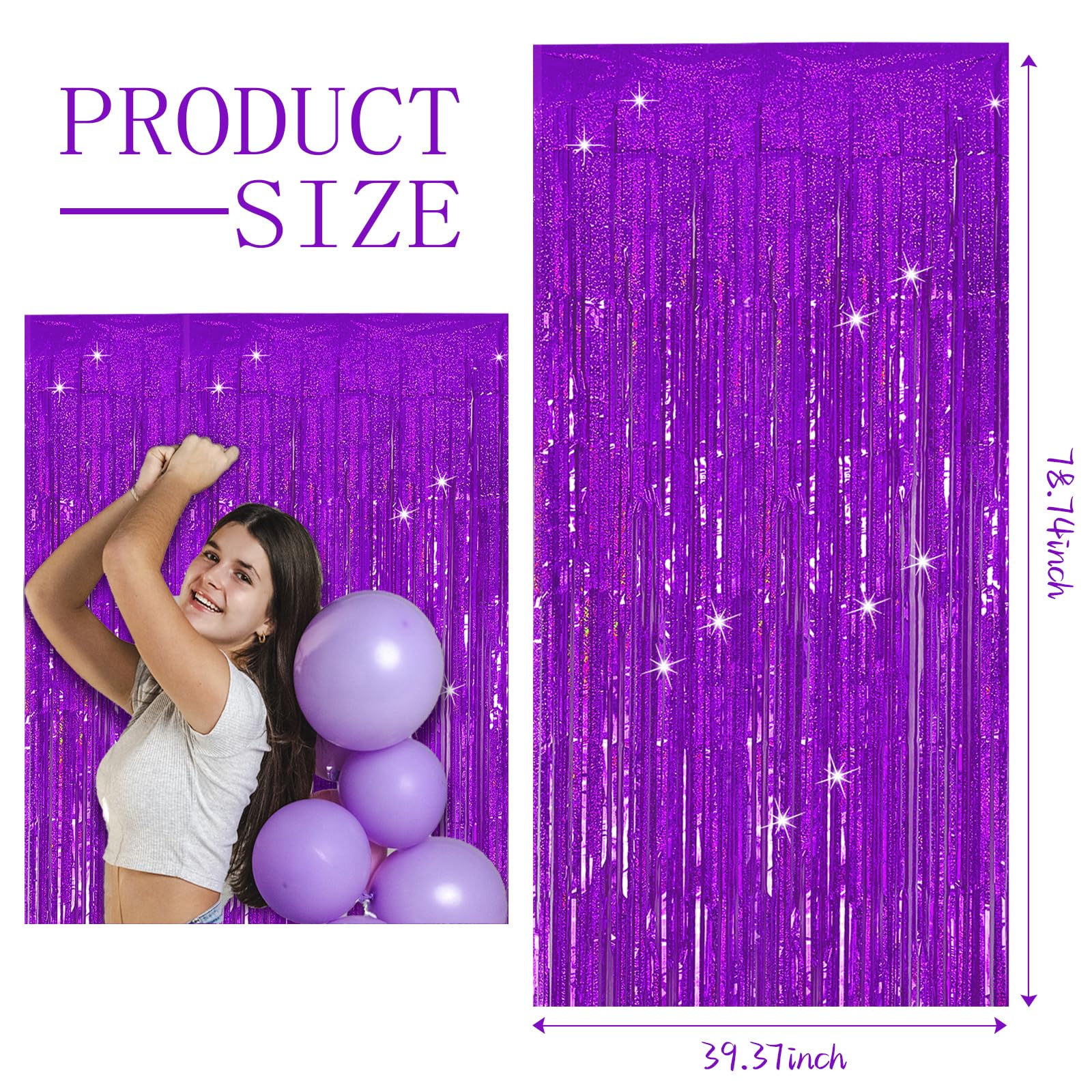 3 Pack Purple Backdrop Tinsel Streamers Foil Fringe Backdrop Halloween Party Decorations Purple Backdrop Curtain Birthday Gradua