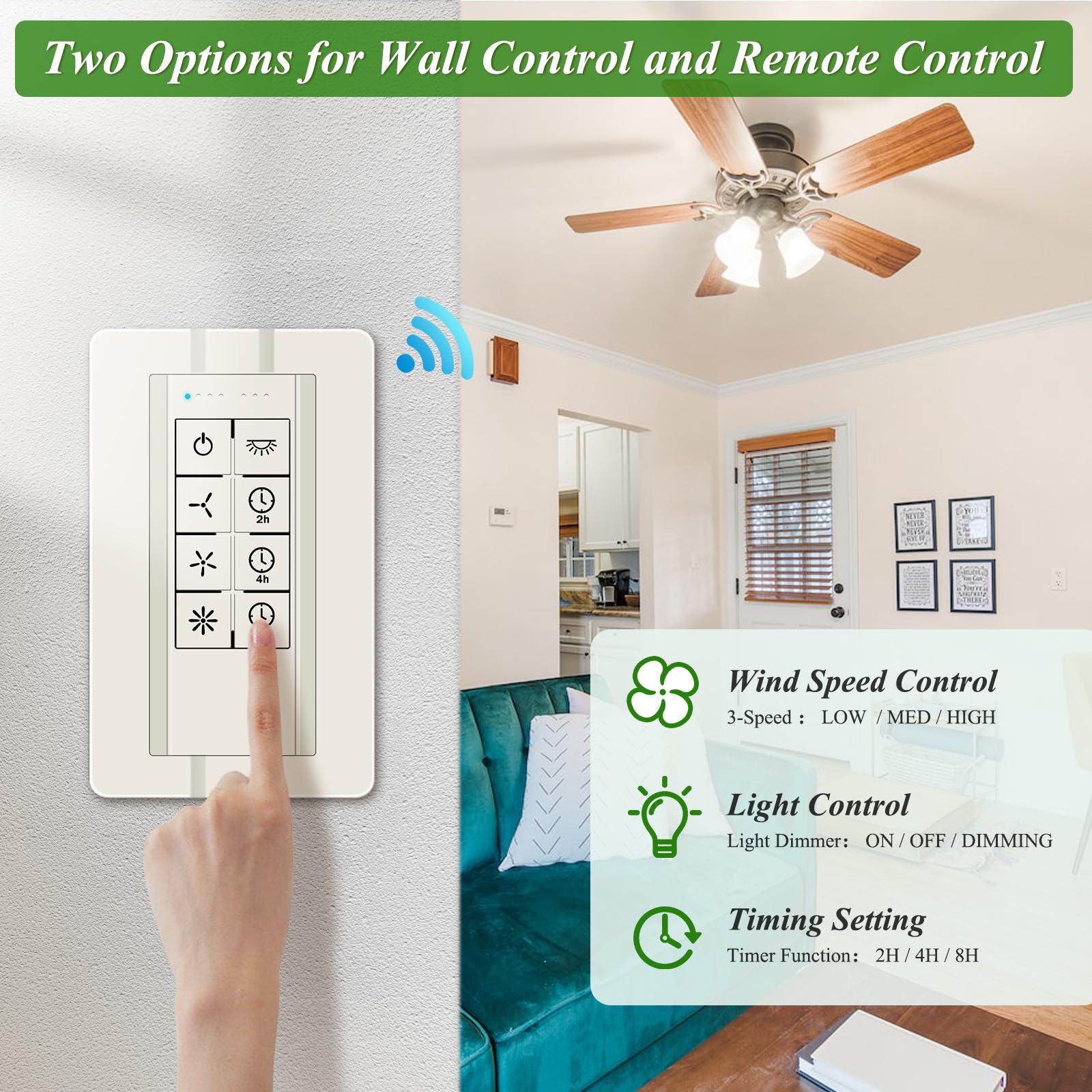 Universal Smart Ceiling Fan Remote Control And Light Dimmer, 3 Speed With 2 8H Timming, Smart Home Devices That Compatible With