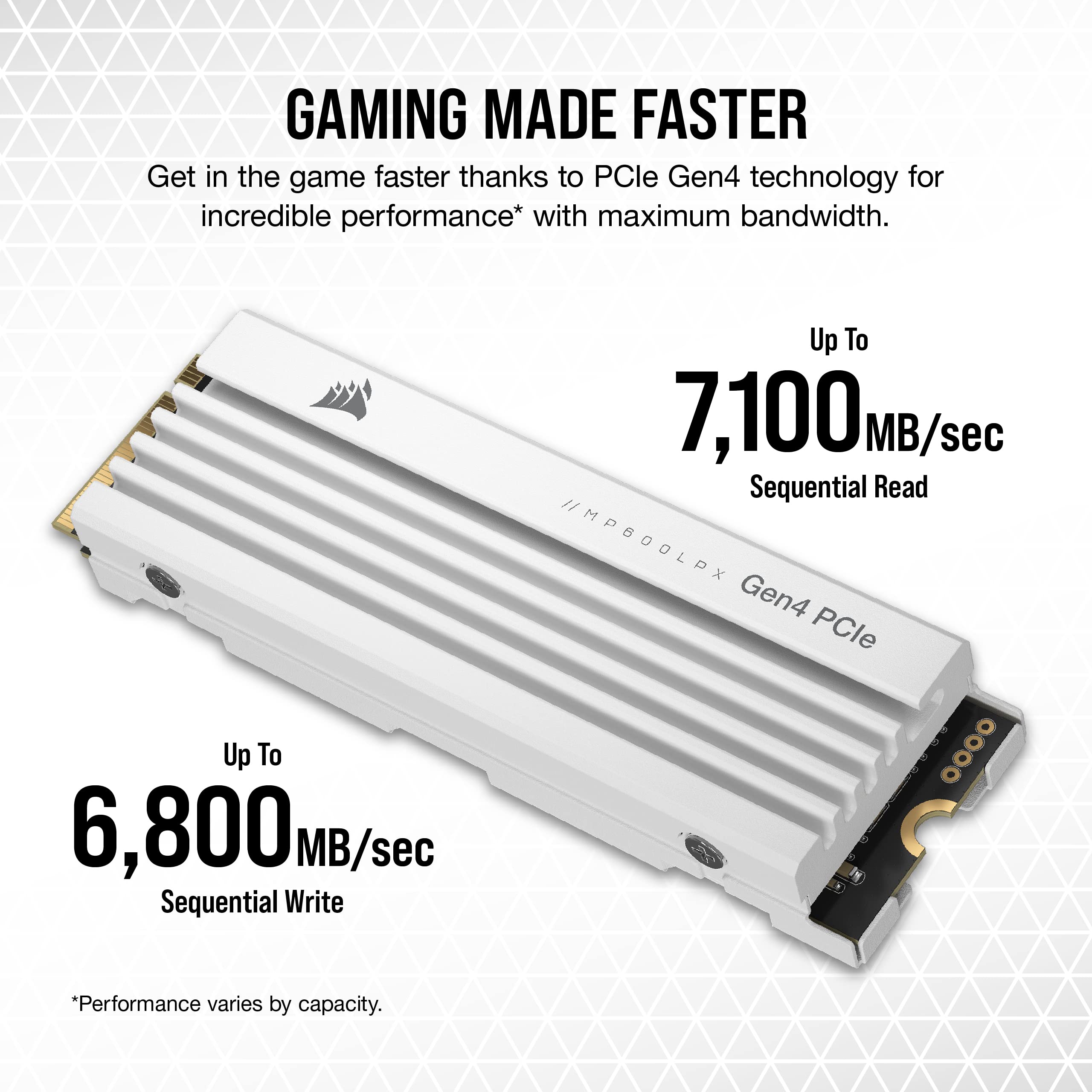 Corsair Mp600 Pro Lpx 4Tb M.2 Nvme Pcie X4 Gen4 Ssd - Optimised For Ps5 (Up To 7,100Mb/Sec Sequential Read & 6,800Mb/Sec Sequent