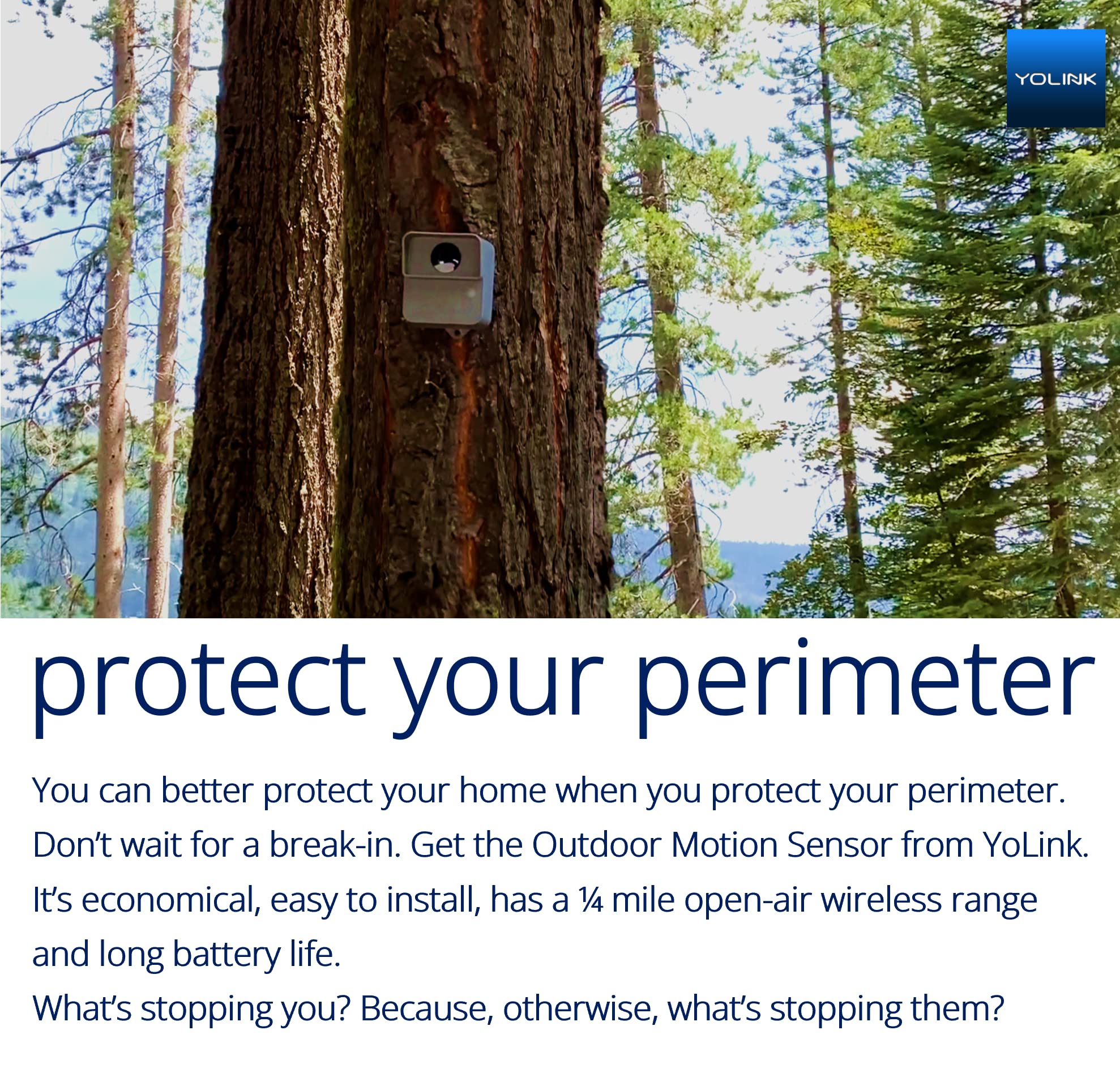 Yolink Lora Smart Outdoor Motion Detector Sensor, Driveway Alert, Property Invasion/Tresspassing Detector, 1/4 Mile Open Air Ran