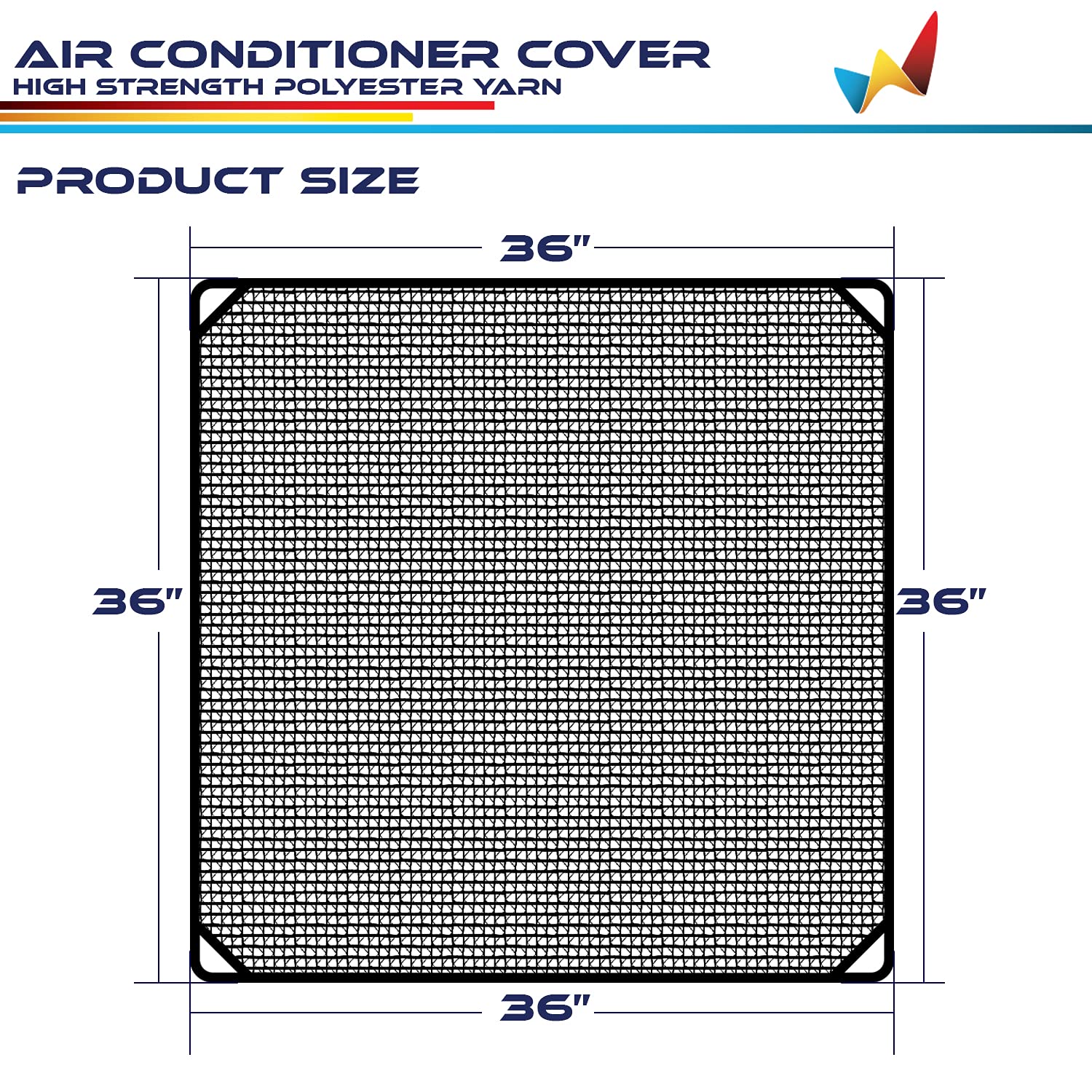 Windscreen4Less 36''X36'' A/C Unit Mesh Cover Air Conditioner Compressor Condenser Cover With Bungee Cords For Outside