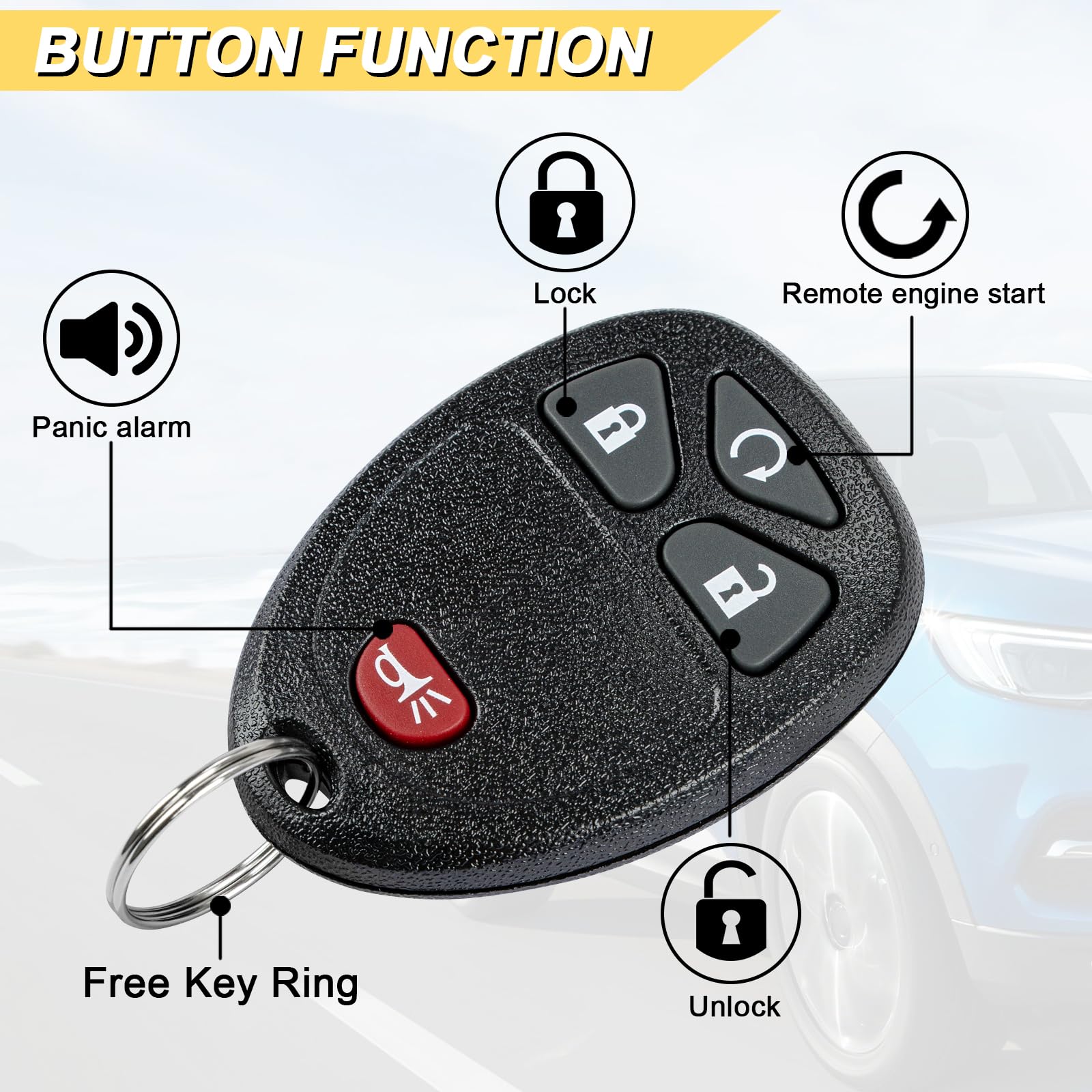 Vurkcy Key Fob Replacement For 2006-2010 Chevy Hhr/ 05-08 Uplander/ 05-07 Buick Terraza & Saturn Relay/ 05-06 Montana Car Keyles