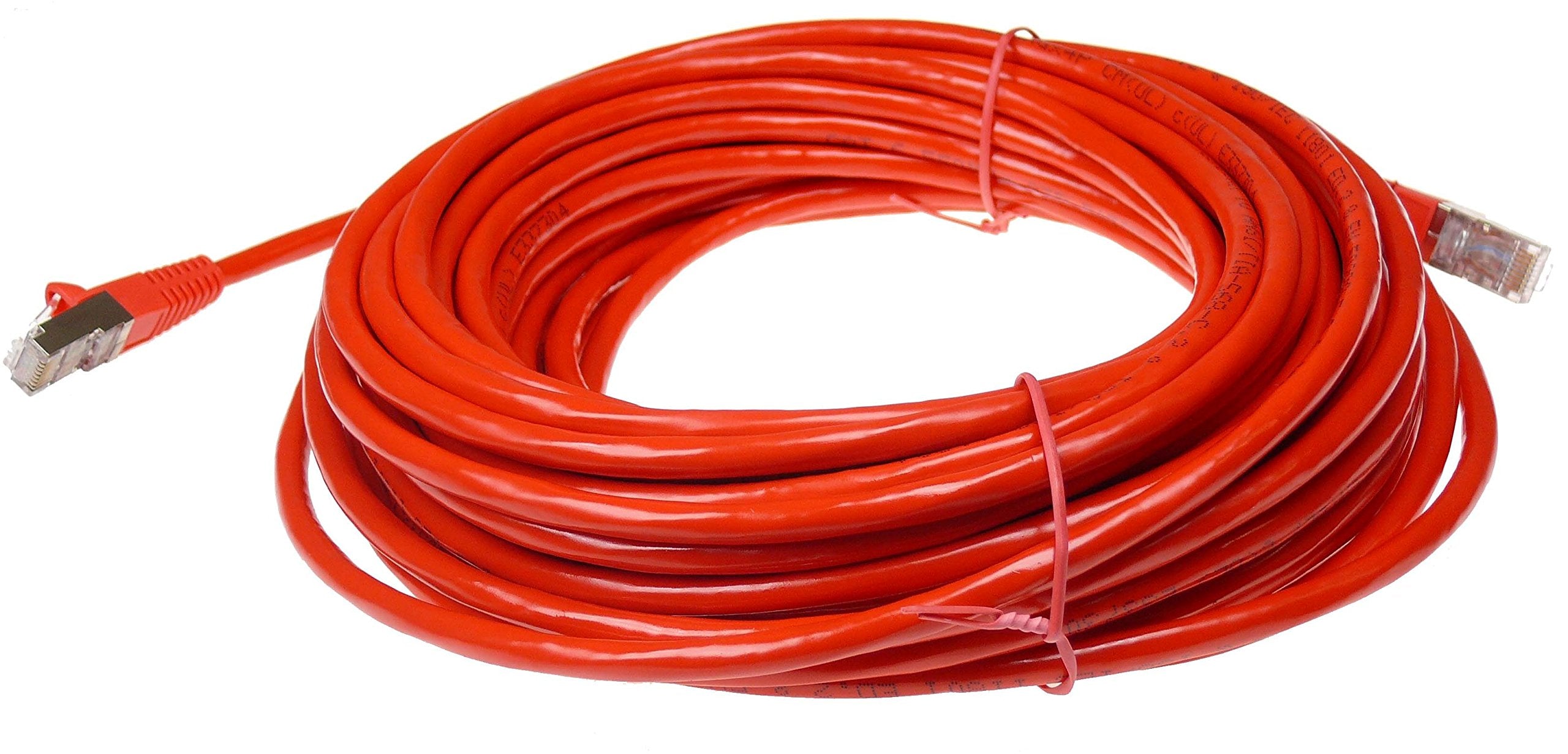 Ntw Cat6 Ethernet Cable Shielded 50 Ft Red Plated Rj45 Connector Internet Lan Wire Cable Cord For Modem Router Pc Mac Laptop Ps2