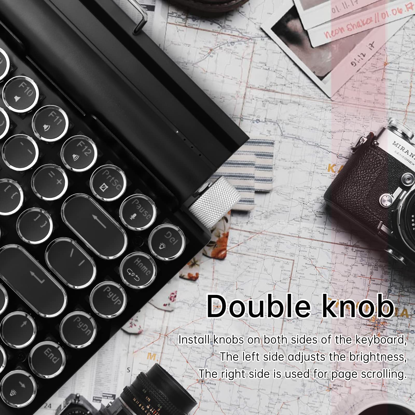 Adventurers Typewriter Style Retro Mechanical Keyboard Led Backlight 83 Keys Bluetooth 5.0 Blue Axis, Suitable Desktop Computers