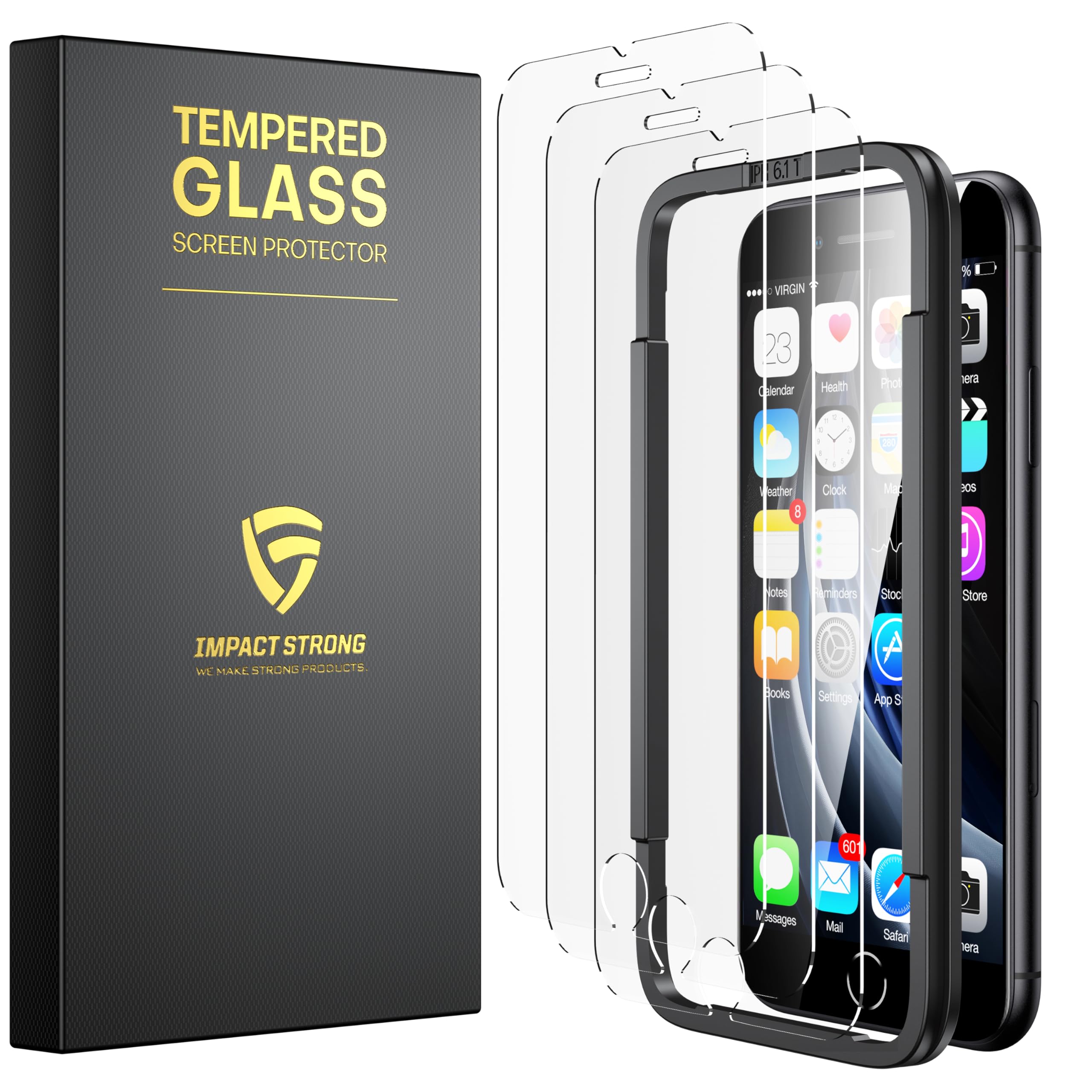 Impactstrong Shatterproof Tempered Glass Screen Protector For Iphone 8/7 / 6S / 6 [Easy Installation Frame] [Bubble Free] [9H Ha