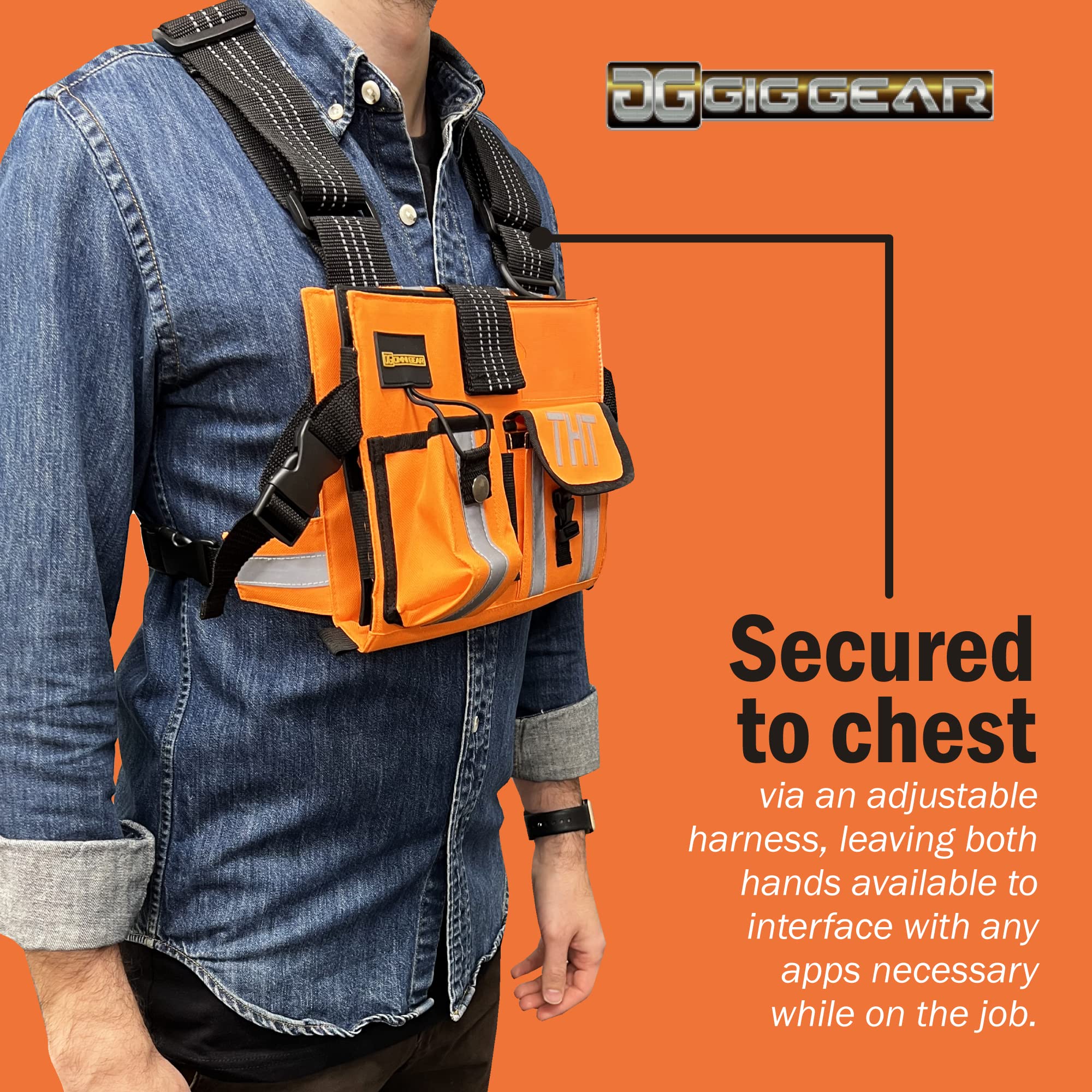Gig Gear Two Hand Touch Tablet Chest Harness For Ipad & Samsung Tablets   Workplace Safety & High Visibility Tablet Carrier & Ha