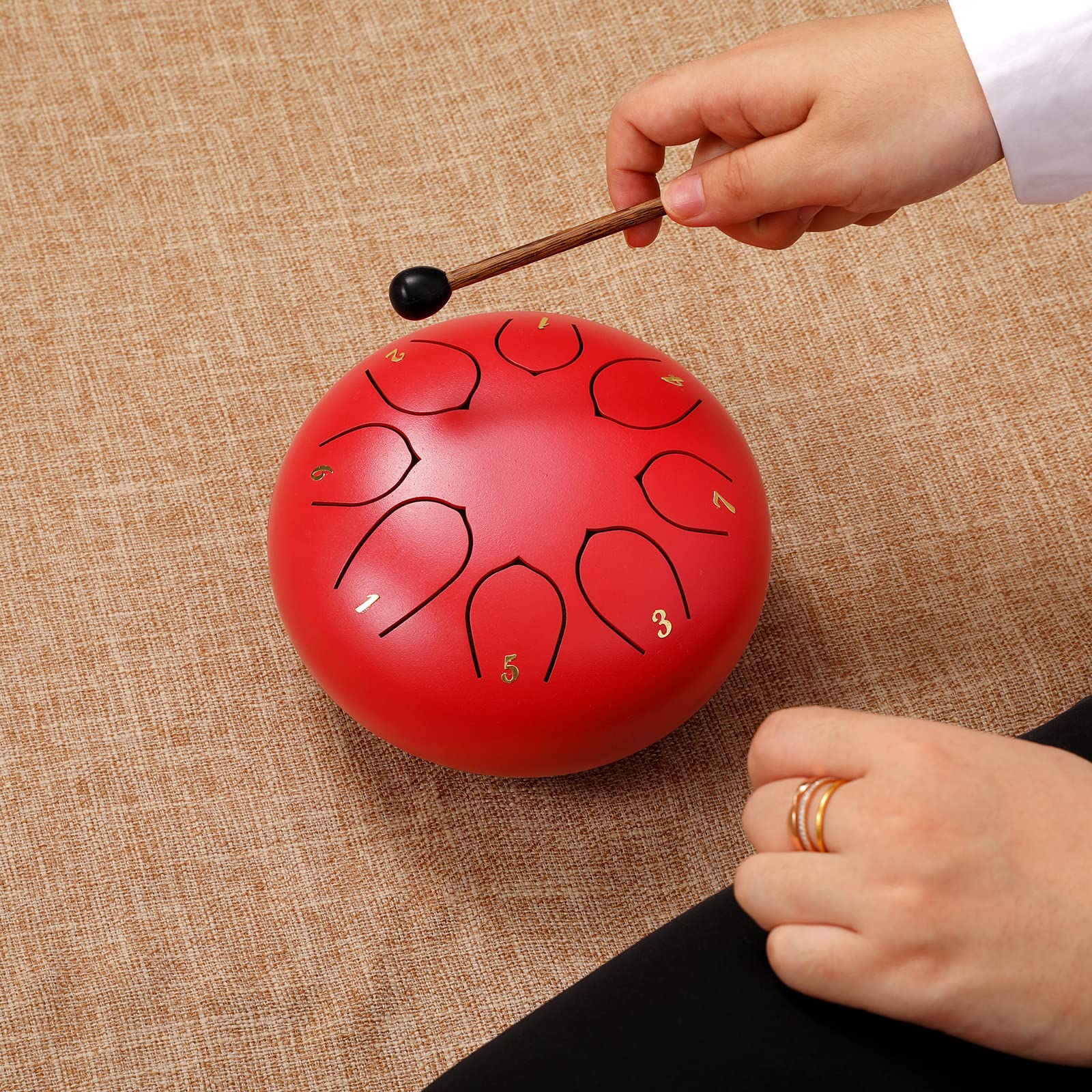 Zxzyhfty Steel Tongue Drum, 6 Inch 8 Note Steel Hand Drum With Bag, Music Book, Drumsticks, Mallet Holder And Finger Paddles, Fo