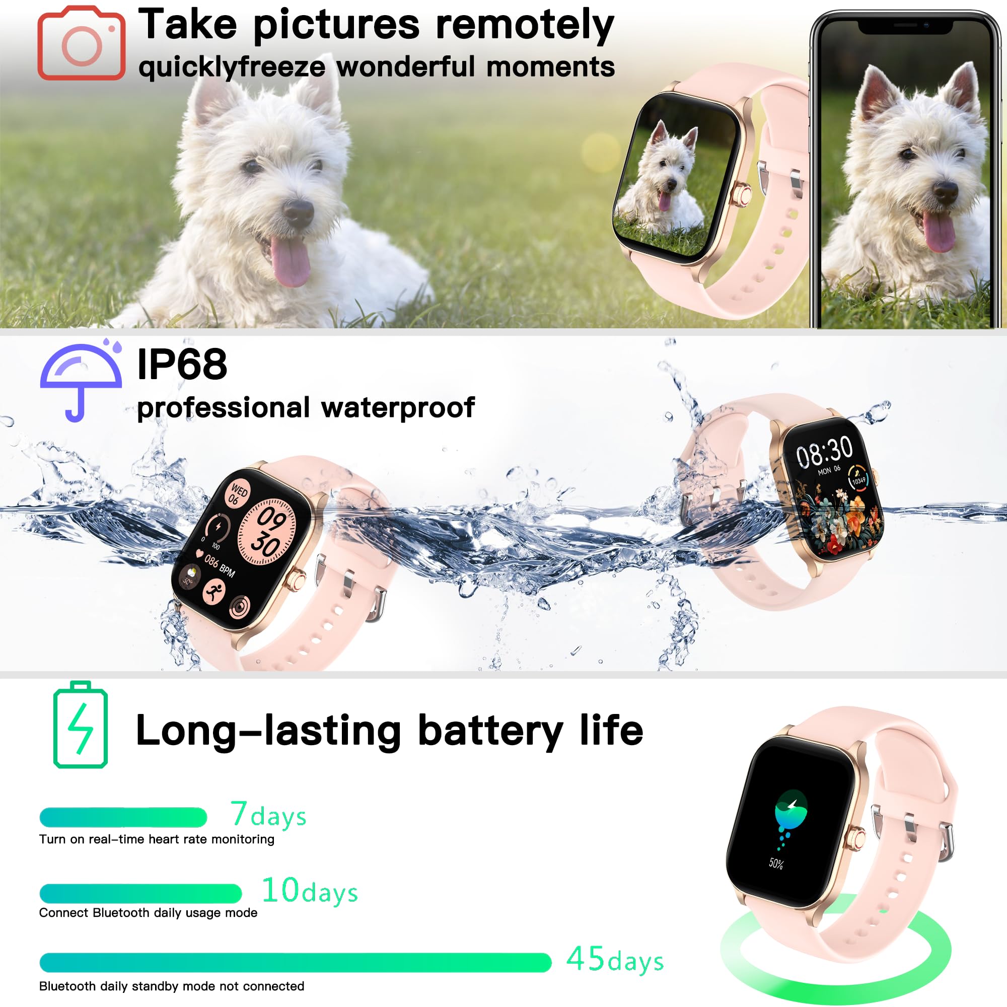 Othalne Smart Watch (Answer/Make Call), 1.85'' Smartwatch For Android Phones And Iphone With Heart Rate,Sleep Monitor,Pedometer,