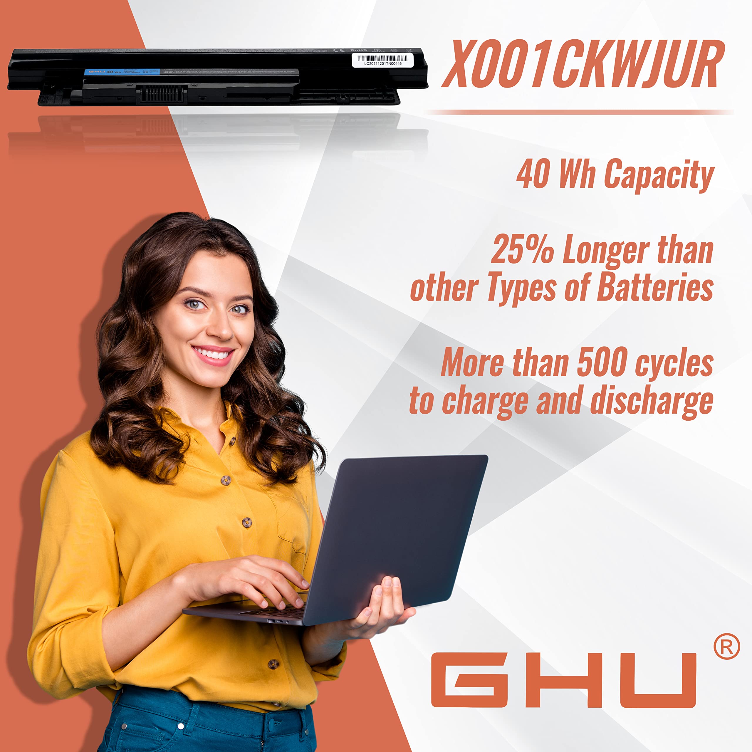Ghu New Laptop Battery Xcmrd 40 Wh Compatible With Dell Inspiron 14 3421 5421 5437 15 3521 3531 3541 3543 3542 3537 5521 5537 17