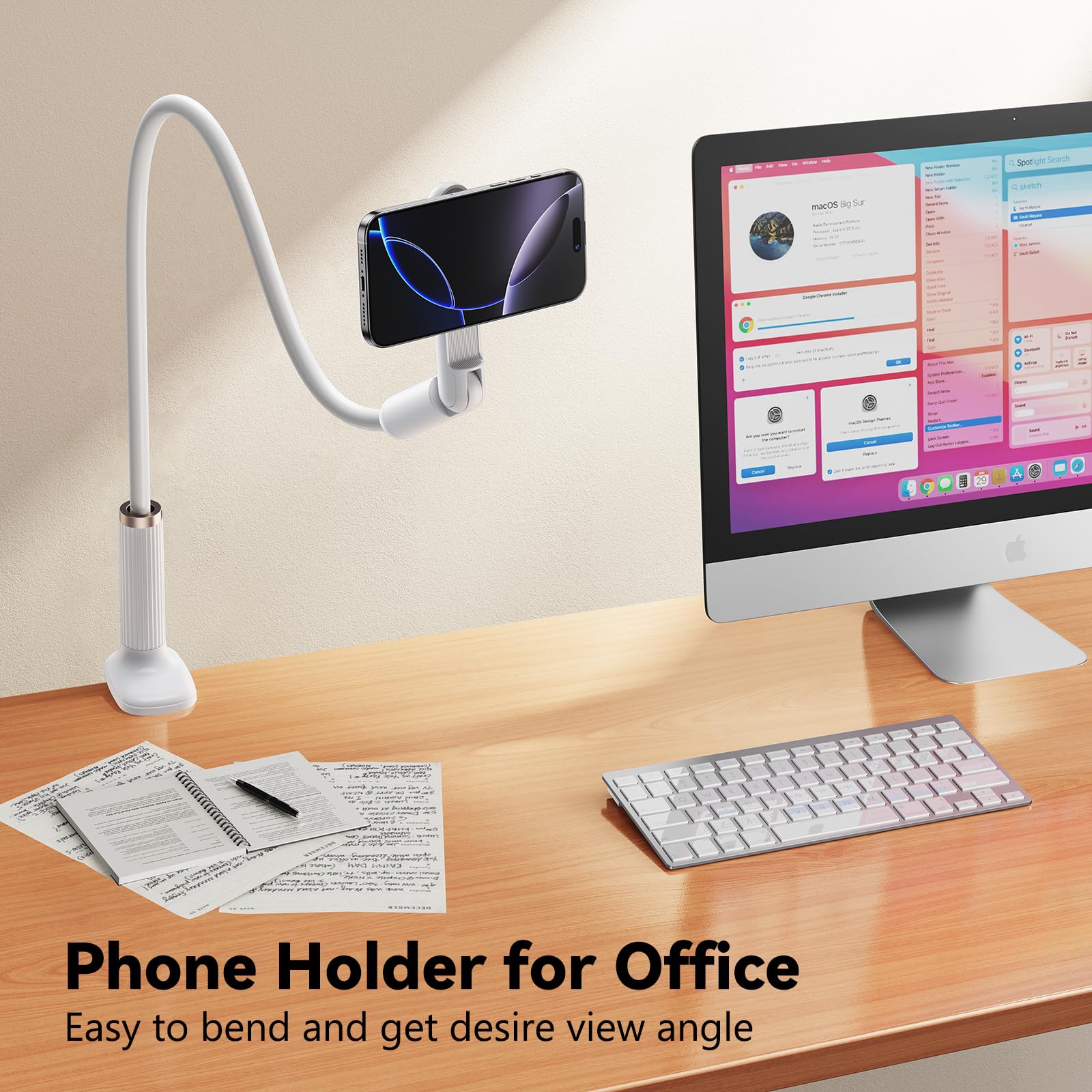 Nediea Magnetic Phone Holder For Bed, Gooseneck Cell Phone Stand With Clamp Mount, 900 Rotation Overhead Lazy Bracket With Flexi