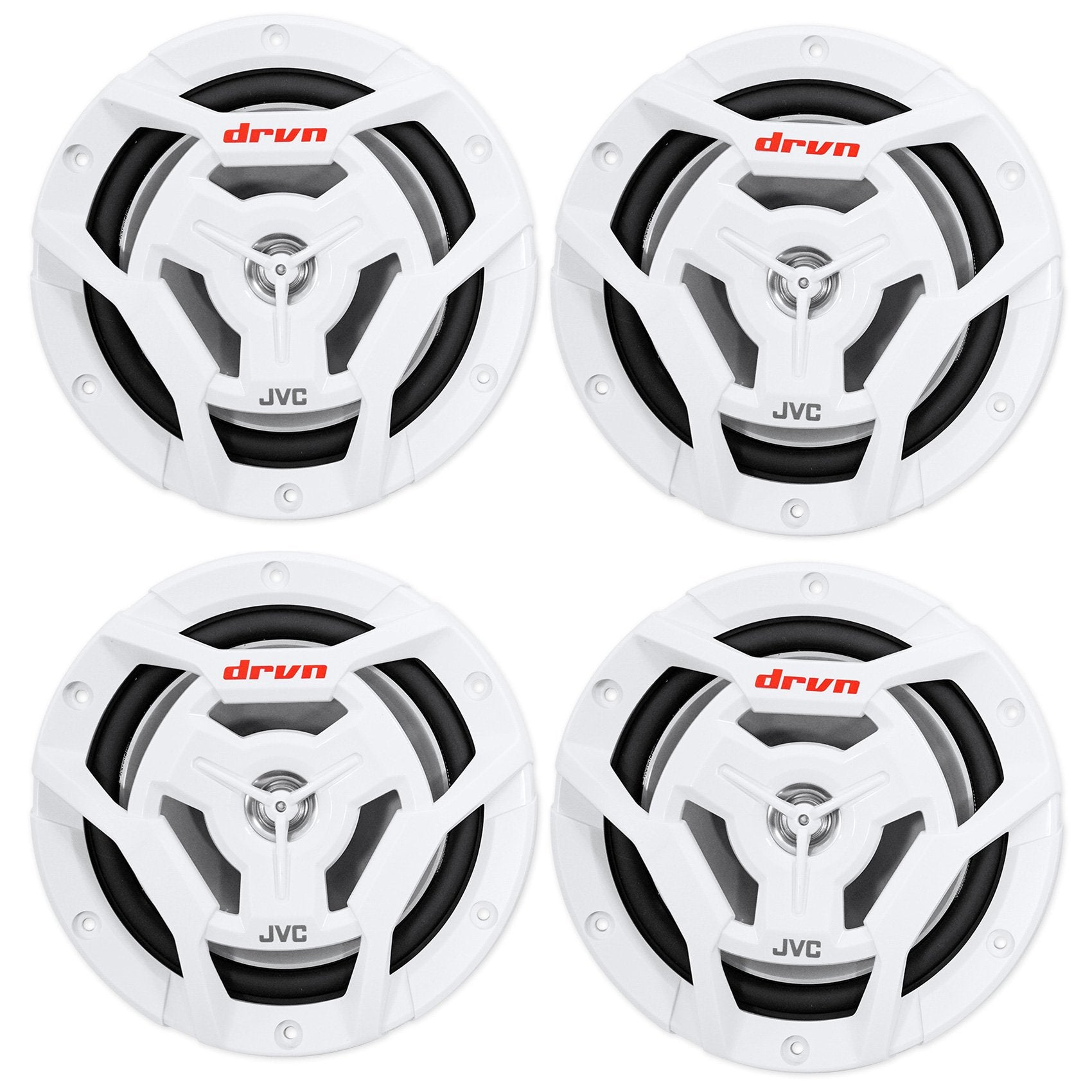 (4) Jvc Cs Dr6201Mw 6.5'' 600 Watt 2 Way Coaxial Marine Waterproof Boat Speakers