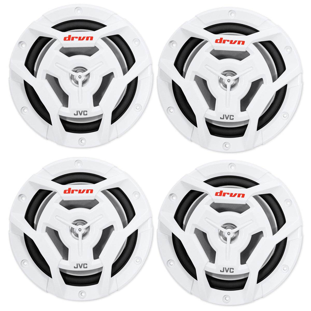 (4) Jvc Cs Dr6201Mw 6.5'' 600 Watt 2 Way Coaxial Marine Waterproof Boat Speakers