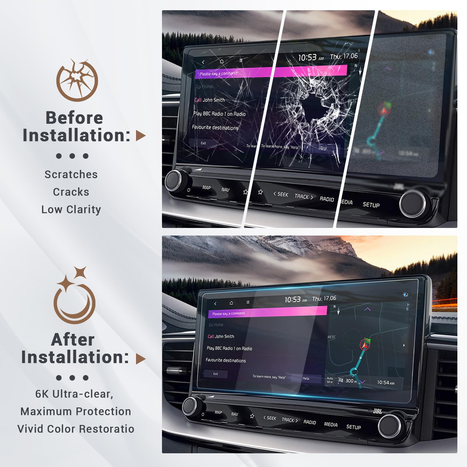 Yee Pin 2024 Forte Screen Protector   Matte Anti Glare Tempered Glass For 2022 2023 2024 Kia Forte Gt Line/Gt/Gt Manual Accessories 10.25' Radio Screen Saver