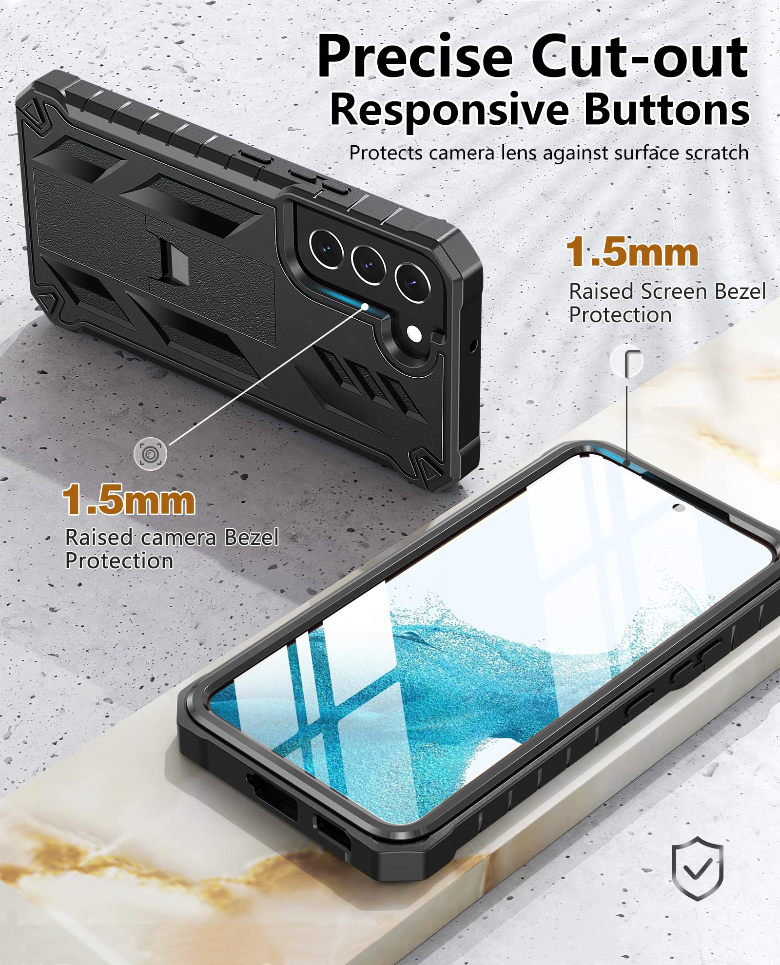 Soios For Samsung Galaxy S22 Protective Case: Military Grade Drop Proof Protection Mobile Phone Cover With Kickstand | Rugged Sh