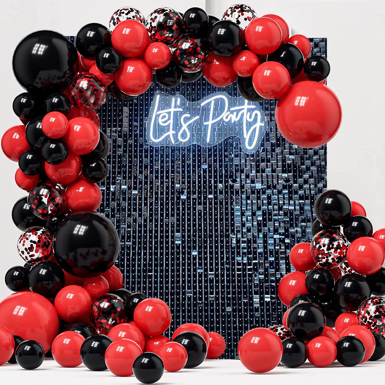 24 Panels Black Shimmer Wall Backdrops, Square Sequins Backdrops With 3D Effect, Large Photo Backdrops For Birthday, Graduation, Wedding, Anniversary Party Decoration And Home Decoration