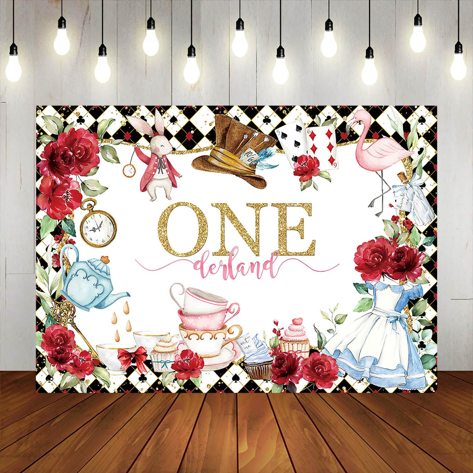 Fitumiw Wonderland 1St Birthday Backdrop 7X5Ft Tea Party Onederland Happy First Birthday Background Party Decorations For Kids G
