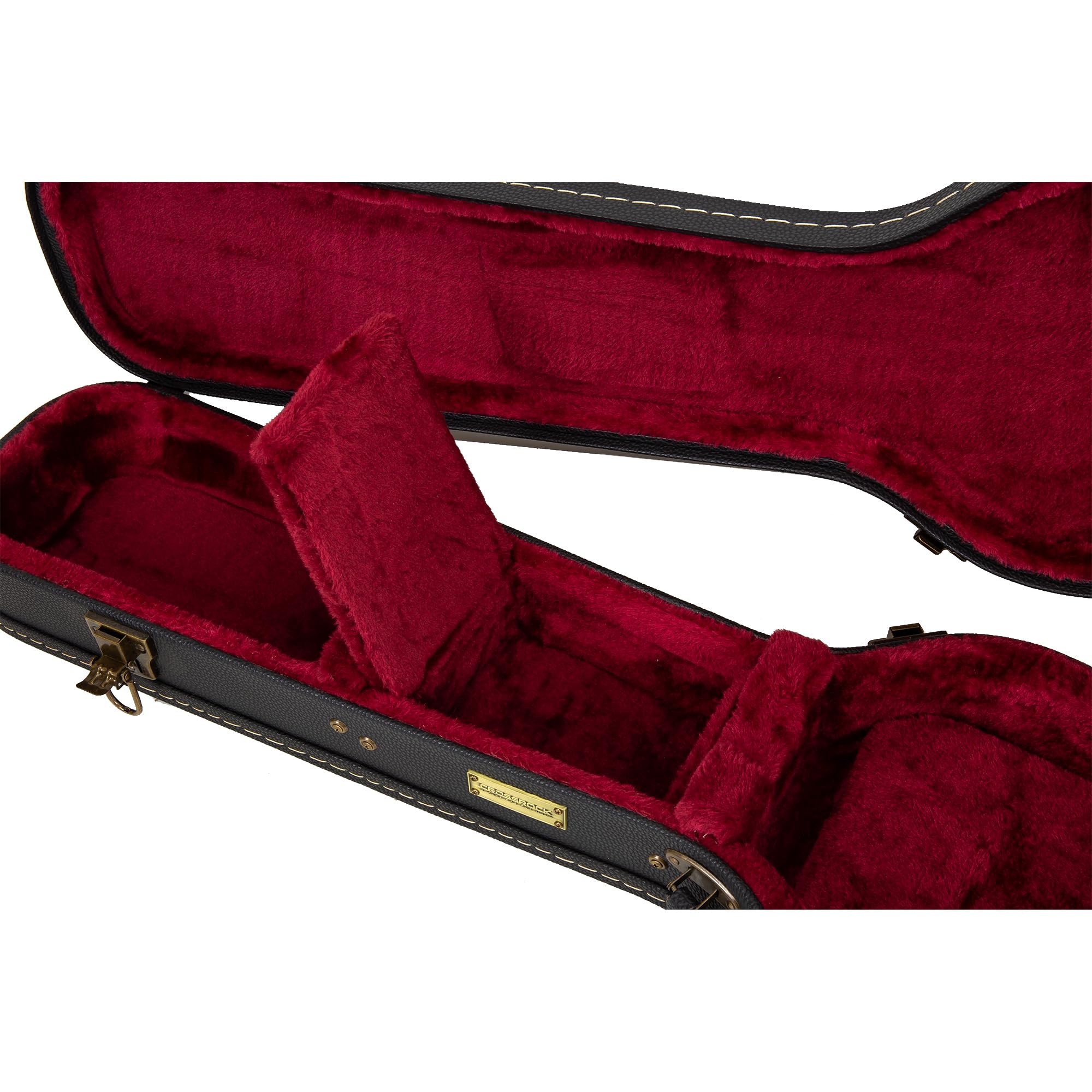 Crossrock Wooden Guitar Case -Fits Les Paul Electric Guitars -Vintage Hardware, Sponge Lining, Metal Feet, Storage Space-Black (