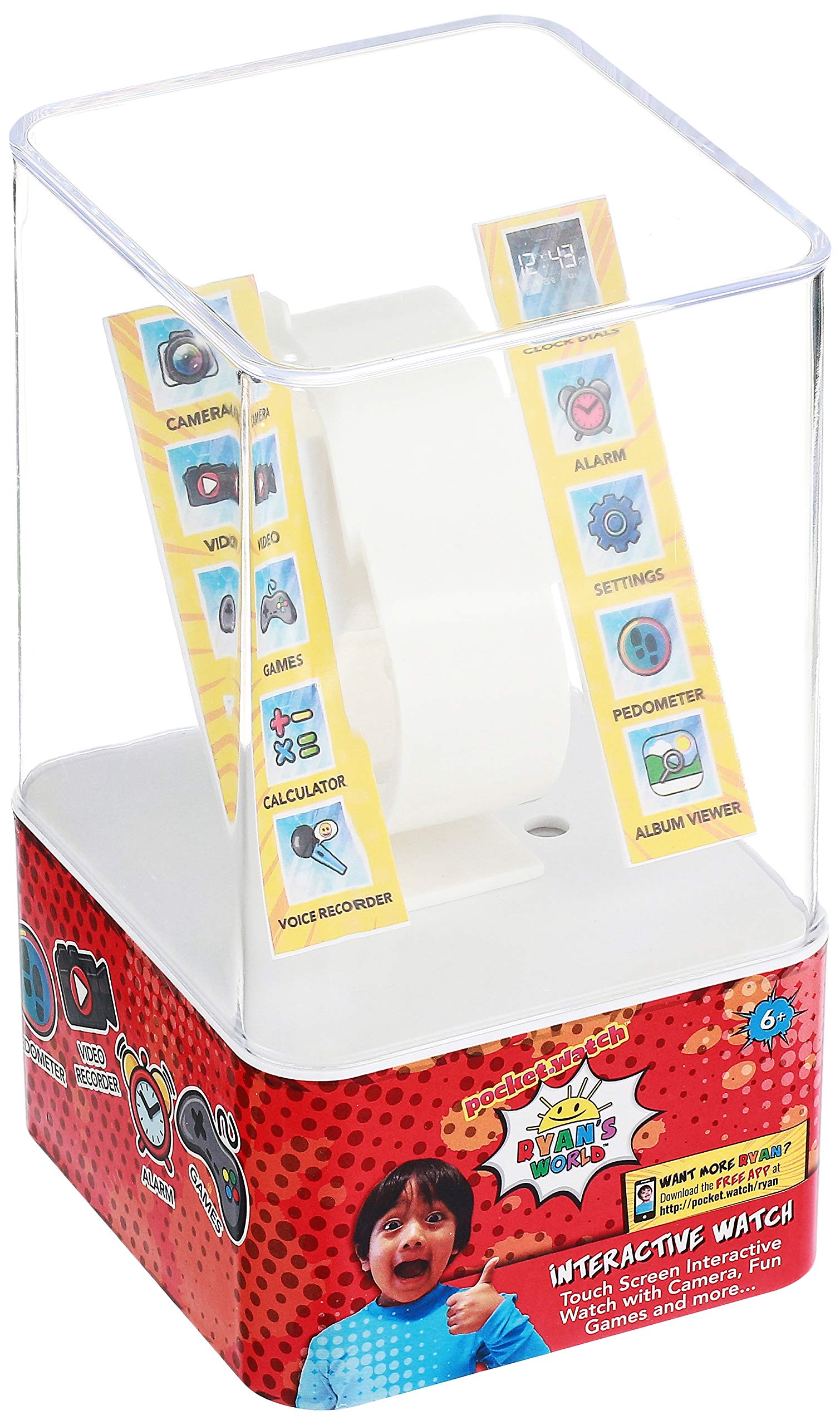 Ryans World Interactive Kids Smartwatch - 10 Fun Watch Faces, Built-In Games, Camera, Alarm, Stopwatch, Calculator, Step Counter