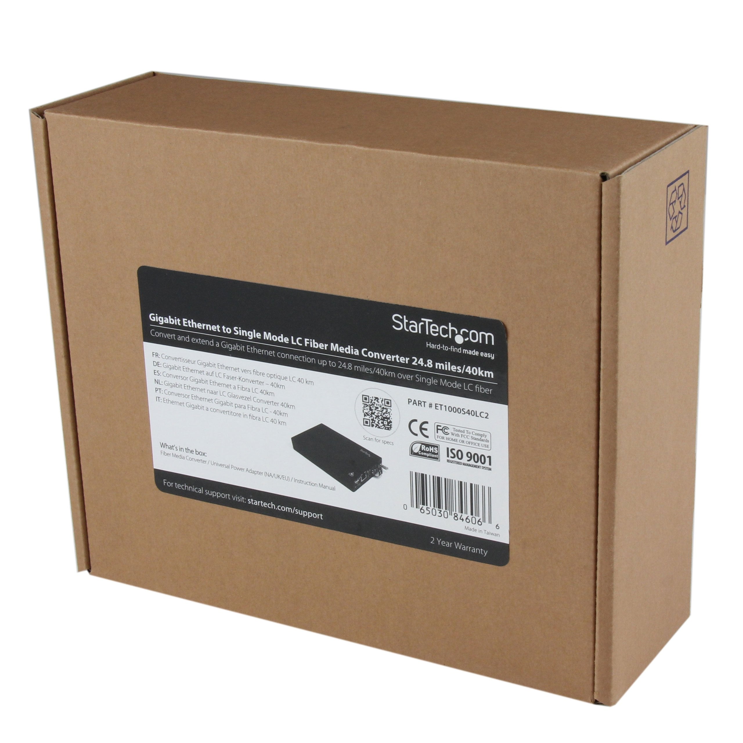 Startech.Com Single Mode (Sm) Lc Fiber Media Converter For 10/100/1000 Network   40Km   Gigabit Ethernet   1310Nm  With Sfp Tran