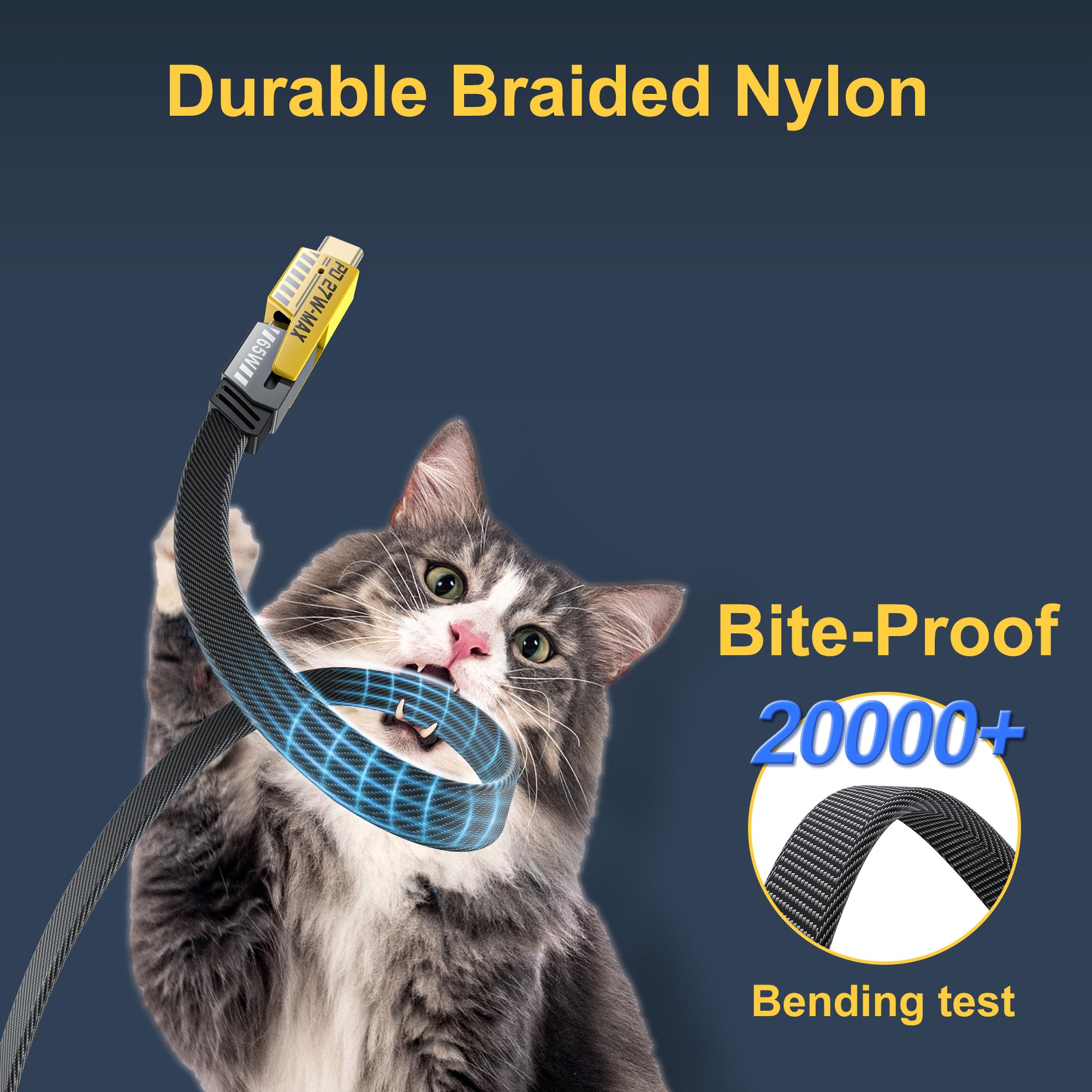 NOHON 4-in-1 Multi Charging Cable USB A/C to Type C/PD 65W Fast Charge Nylon Dark Gray 4Ft