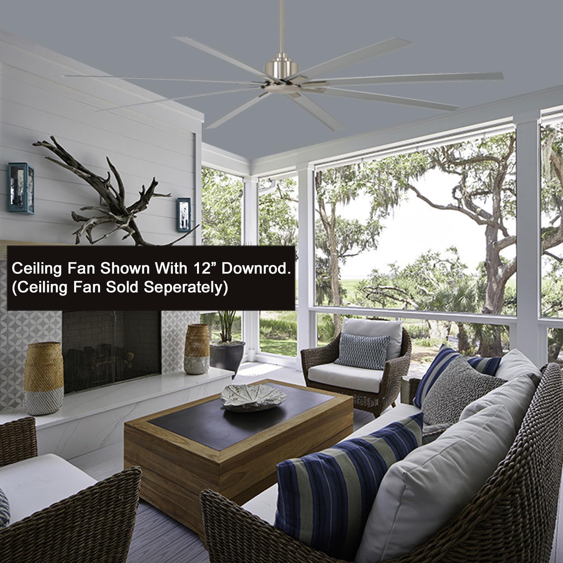 Minka-Aire 12 Inch Ceiling Fan Downrod - Brushed Nickel - Dr512-Bn