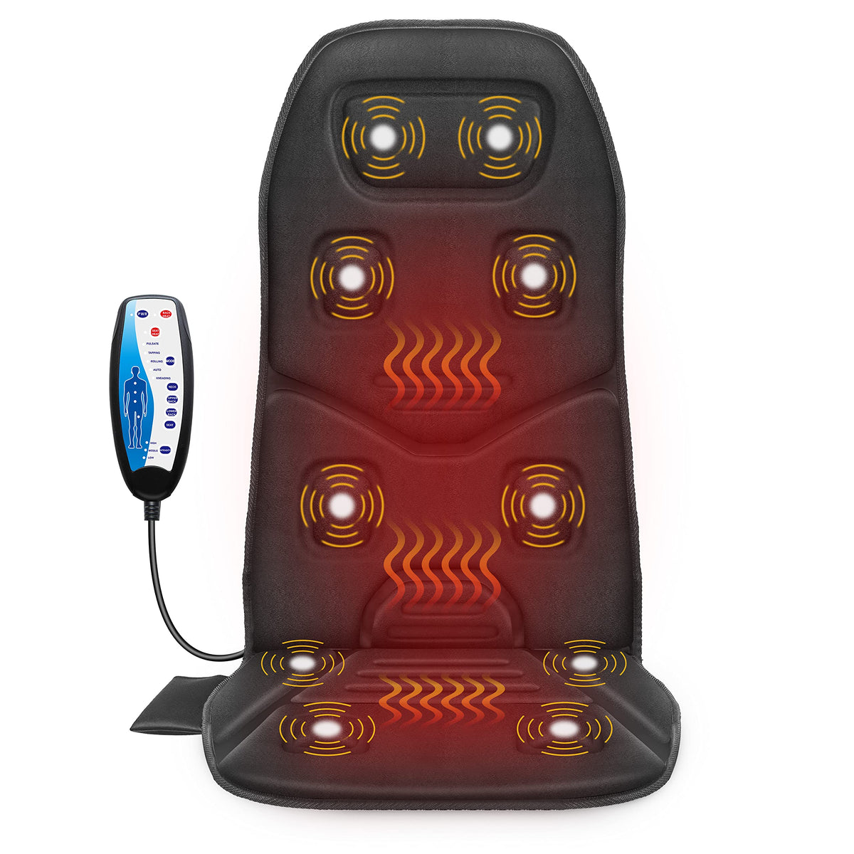 Comfier Massage Seat Cushion With Heat - 10 Vibration Motors Seat Warmer, Back Massager For Chair, Massage Chair Pad For Back Id