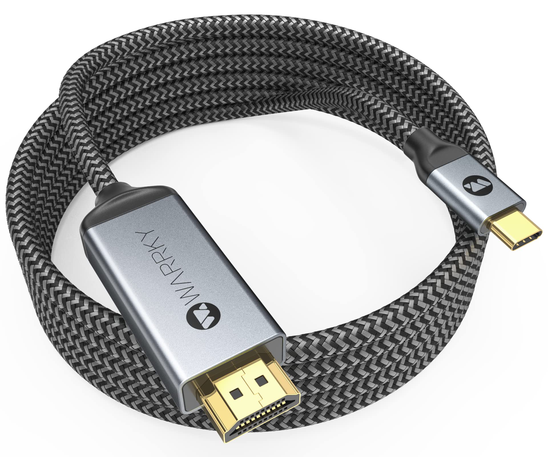 Warrky Usb C To Hdmi Cable 4K, 15Ft [Braided, High Speed] Thunderbolt 3 To Hdmi Adapter Compatible For New Ipad, Macbook Pro/Air, Imac, Galaxy S20 S10 S9 S8, Surface, Dell, Hp