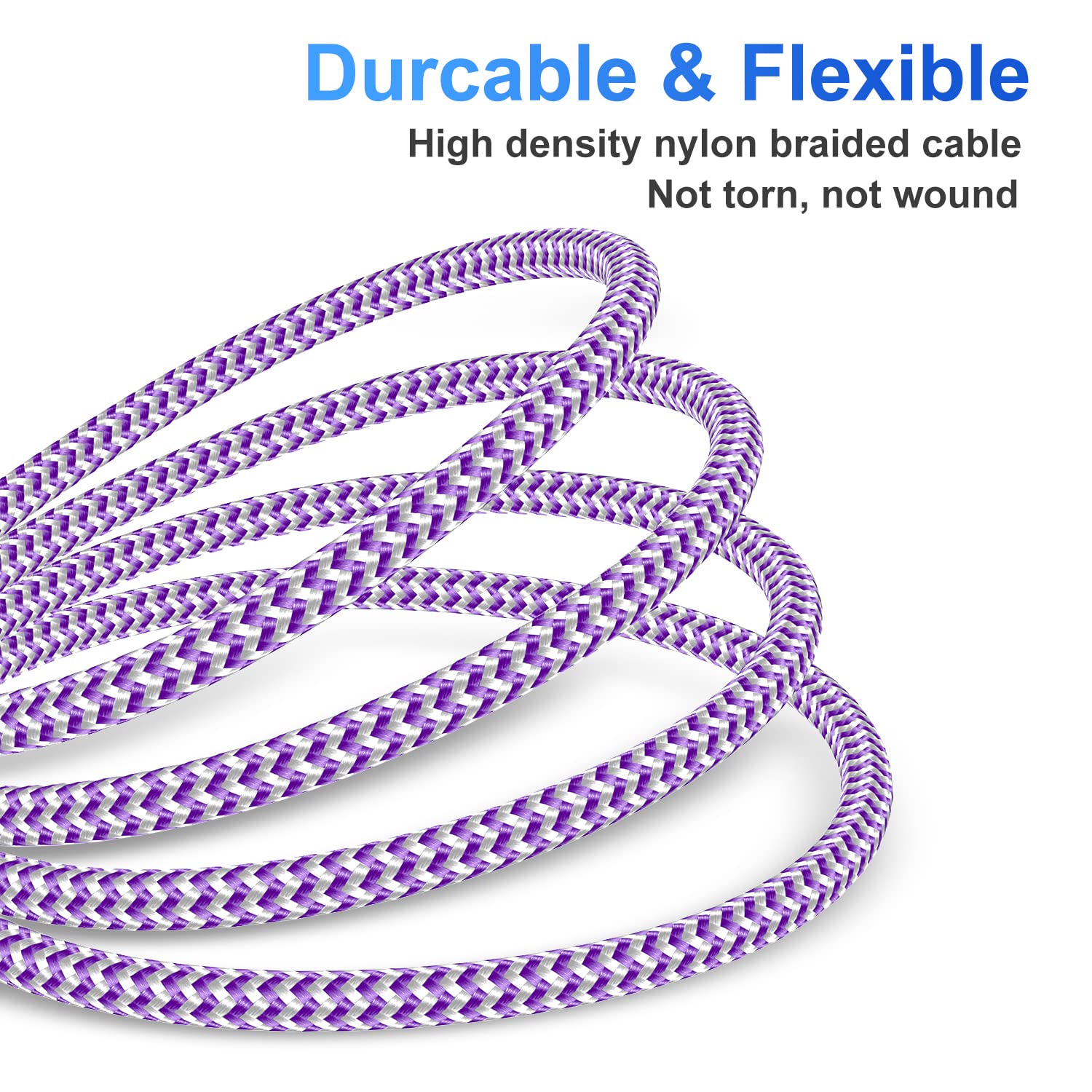 Iphone Charger 4Pack 1.5/3/6/6Ft, [Apple Mfi Certified] Lightning Cable 6 Foot Iphone Charger Cord Fast Charging Cable For Iphone 13 12 Pro Max Mini 11 Pro Xs Xr X 10 8 7 Plus 6S 6 Se Ipad Lightpurple