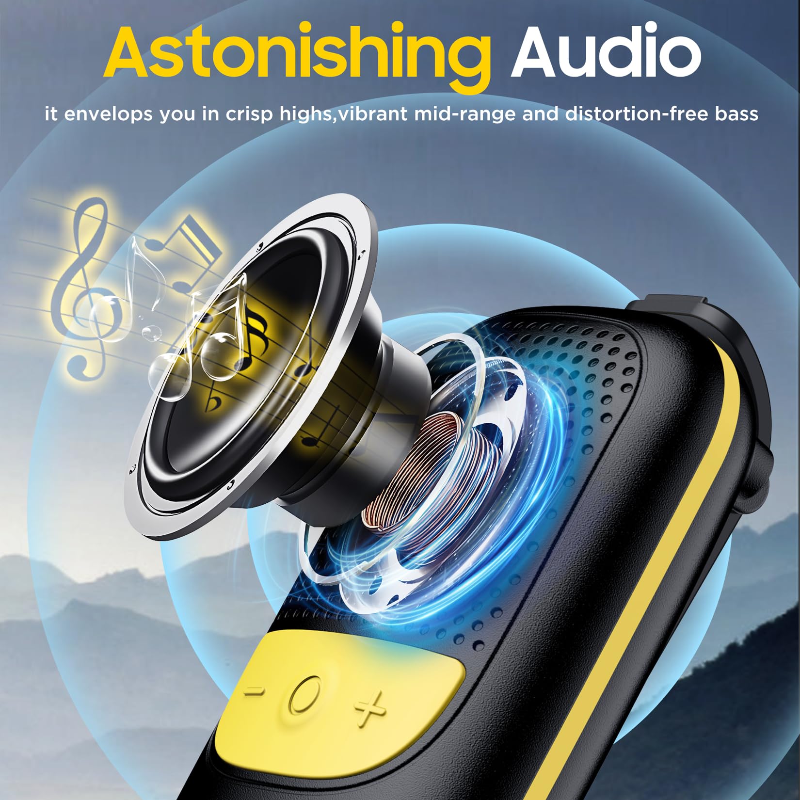 Temdan Wearable Bluetooth Speaker, Clip On Portable Speaker With Built In Mics For Hands Free Music And Calls, Up To 10 Hours Ba