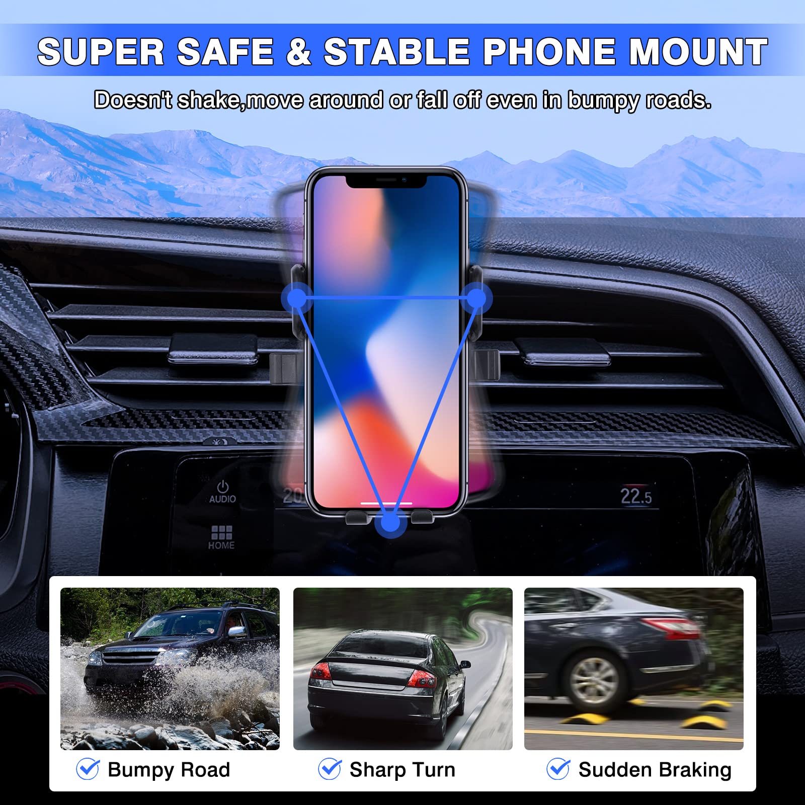 Karltys Car Phone Holder For Honda Civic 2016-2021 Accessories, 10Th Gen. Civic Cell Phone Holer Air Vent Mount For 4-7 Inch Sma