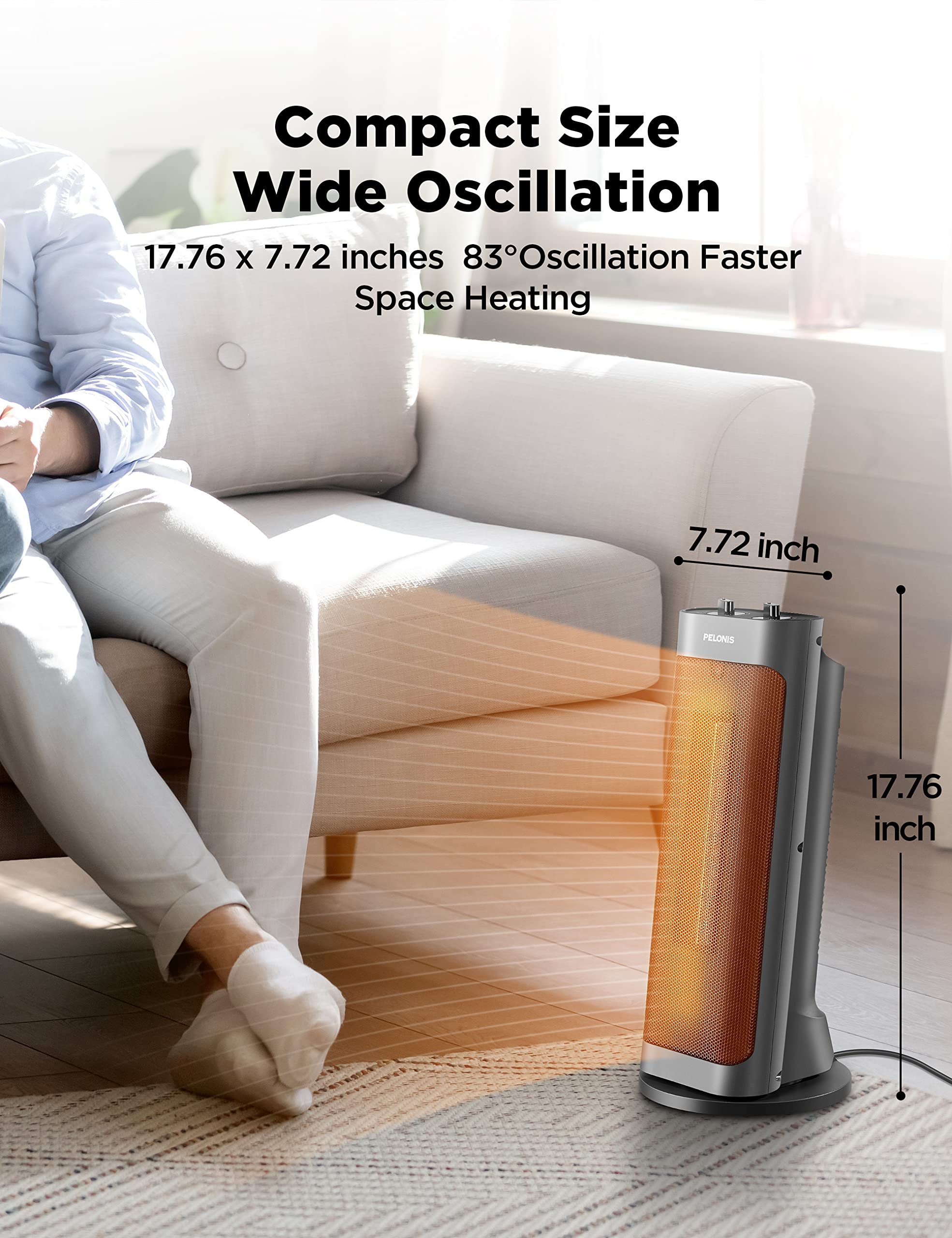 Pelonis Pth15A2Bgb Tower Ceramic Space Heater - Thumbnail 2