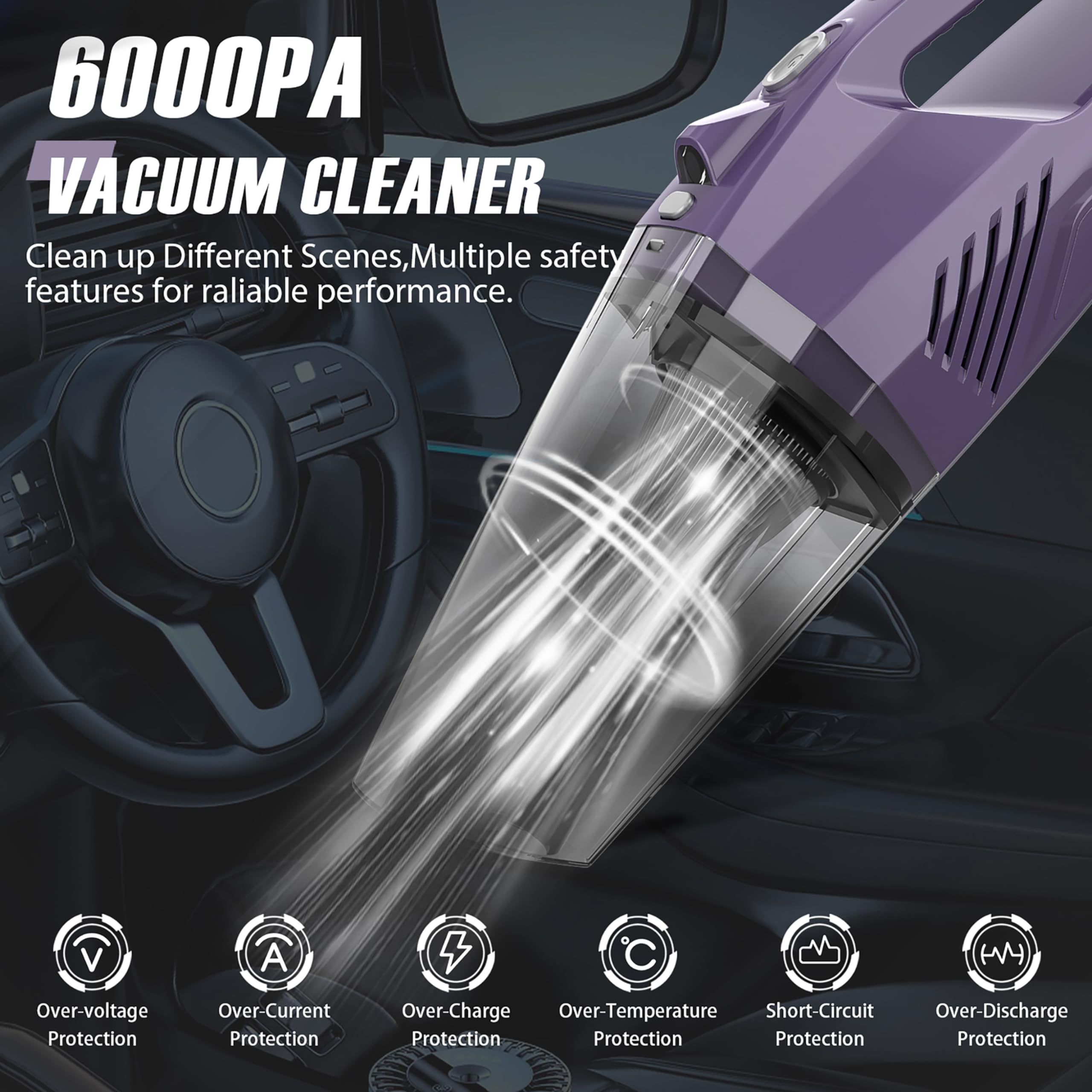 Bossdan Handheld Vacuum Cordless,Car Hand Held Vacuum Cordless Rechargeable With Multi Accessories/Led Light,Lightweight Mini Po