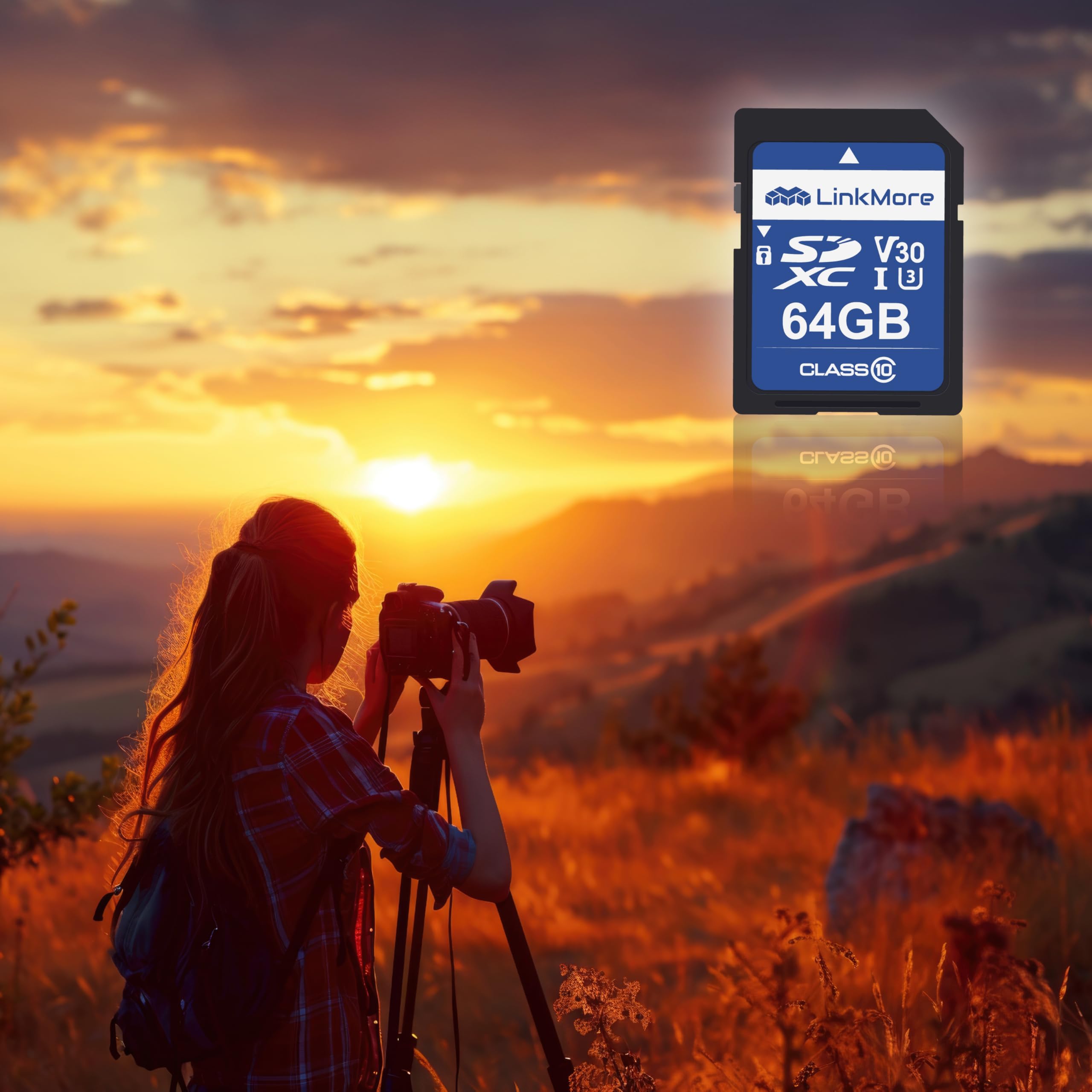 Linkmore Sd Card 64Gb Compatible With Camera, Pc, Uhs I, U3, V30, Class 10, Read Speed Up To 90Mb/S, Write Speed Up To 50Mb/S