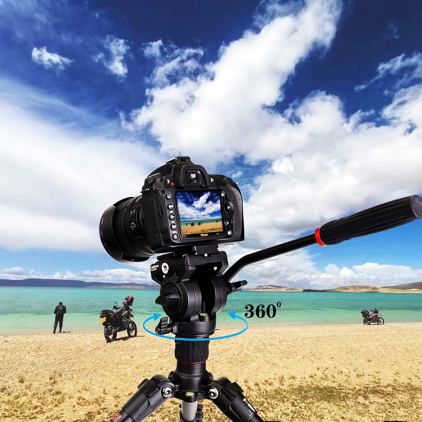 Leifrotto Vs05K Tripod Fluid Head, With 1/4'' Arca Qr Plate, Max Load 11 Lbs For Video Cameras And Dslr Cameras, With 3/8 To 1/4