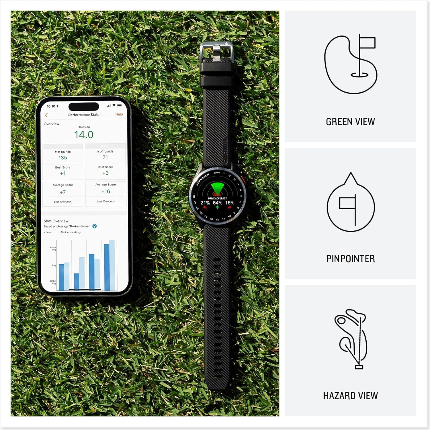 Garmin Approach S44 Essential Golf Watch With Gps, Amoled Display, Sports And Fitness Smartwatch, Silver Aluminum Bezel With Bla