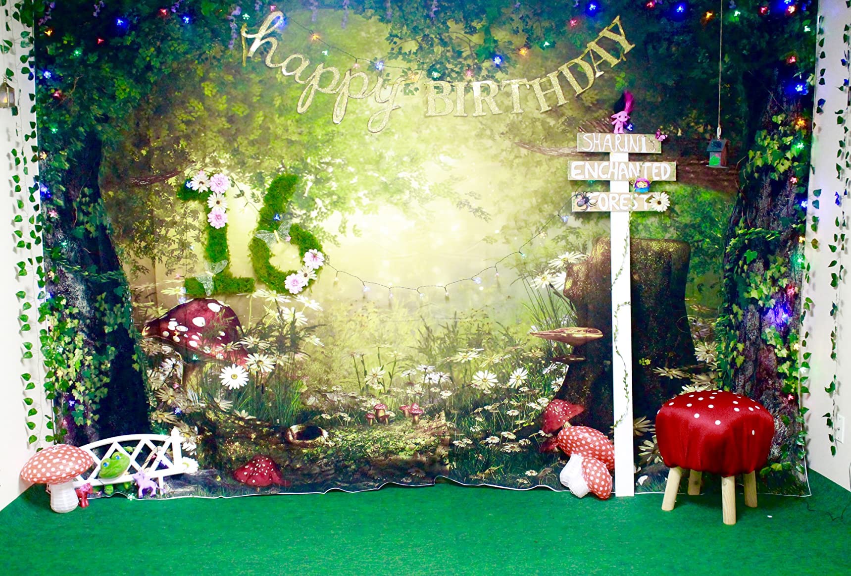 Leowefowa 7X5Ft Vinyl Spring Backdrop Fairy Enchanted Flower Fairytale Forest Jungle Woodland Photo Background For Party Photo S