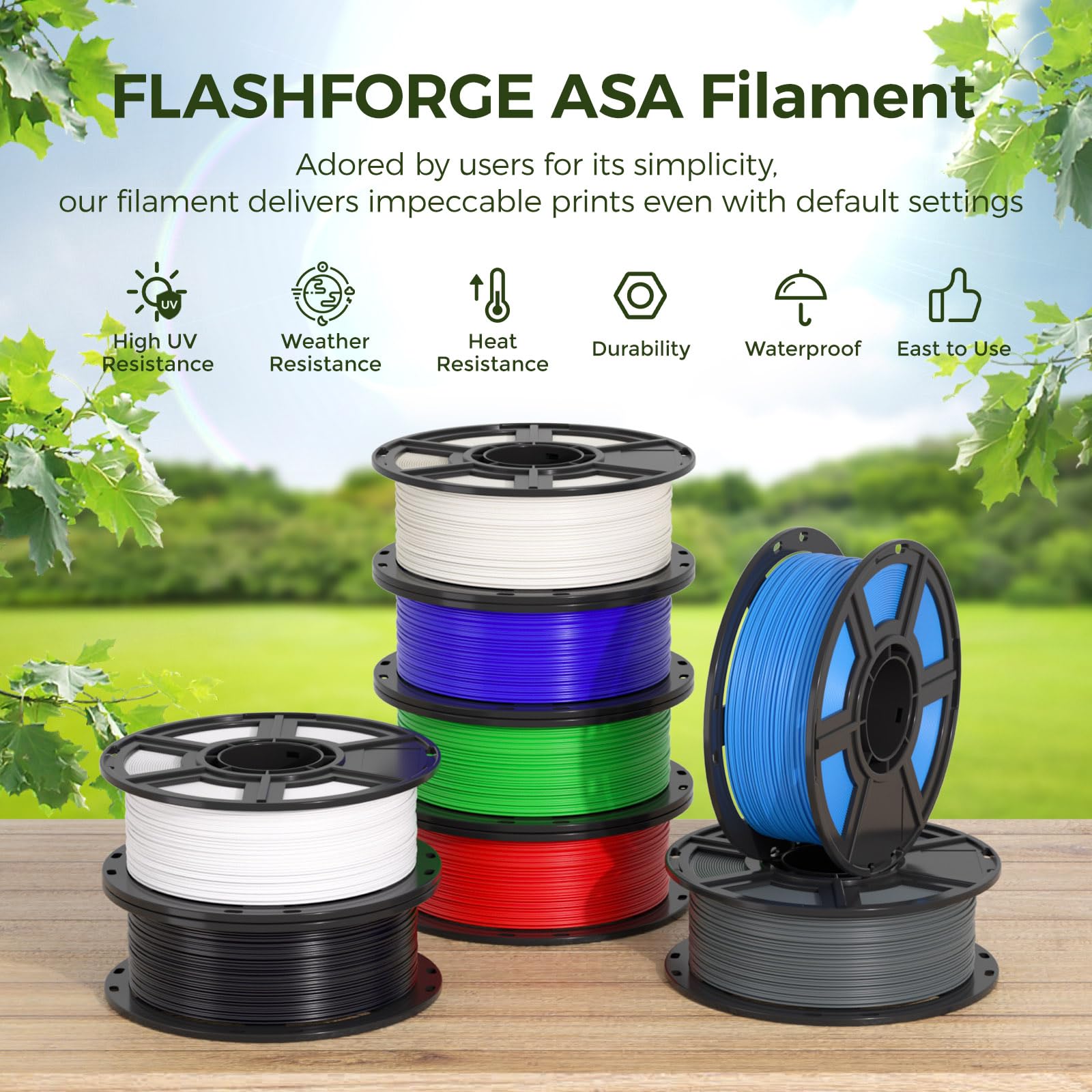 Flashforge Asa Filament 1.75Mm Iron Grey, 3D Printer Filament 1Kg (2.2Lbs) Spool, Dimensional Accuracy +/- 0.02Mm, Durable, High