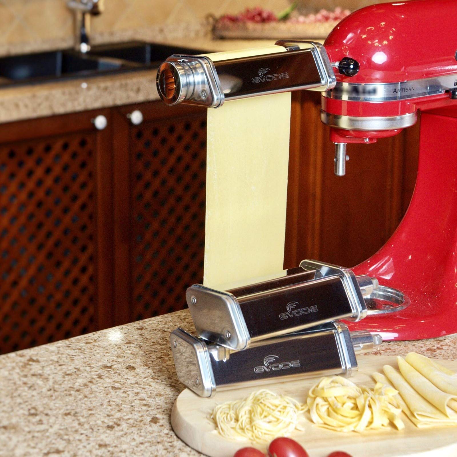 Pasta Attachment For Kitchenaid Stand Mixer Included Pasta Sheet Roller, Spaghetti Cutter And Fettuccine Cutter Pasta Maker Stai