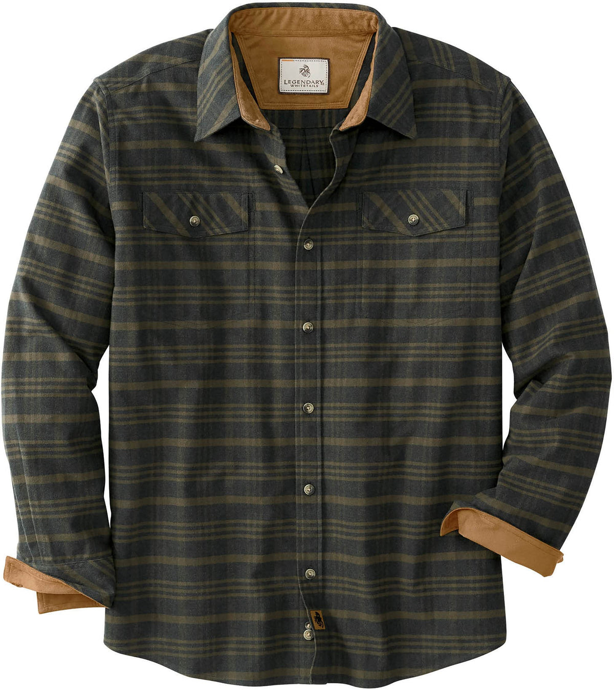Legendary Whitetails Mens Standard Legendary Flannel Shirt, Army Melange, Small