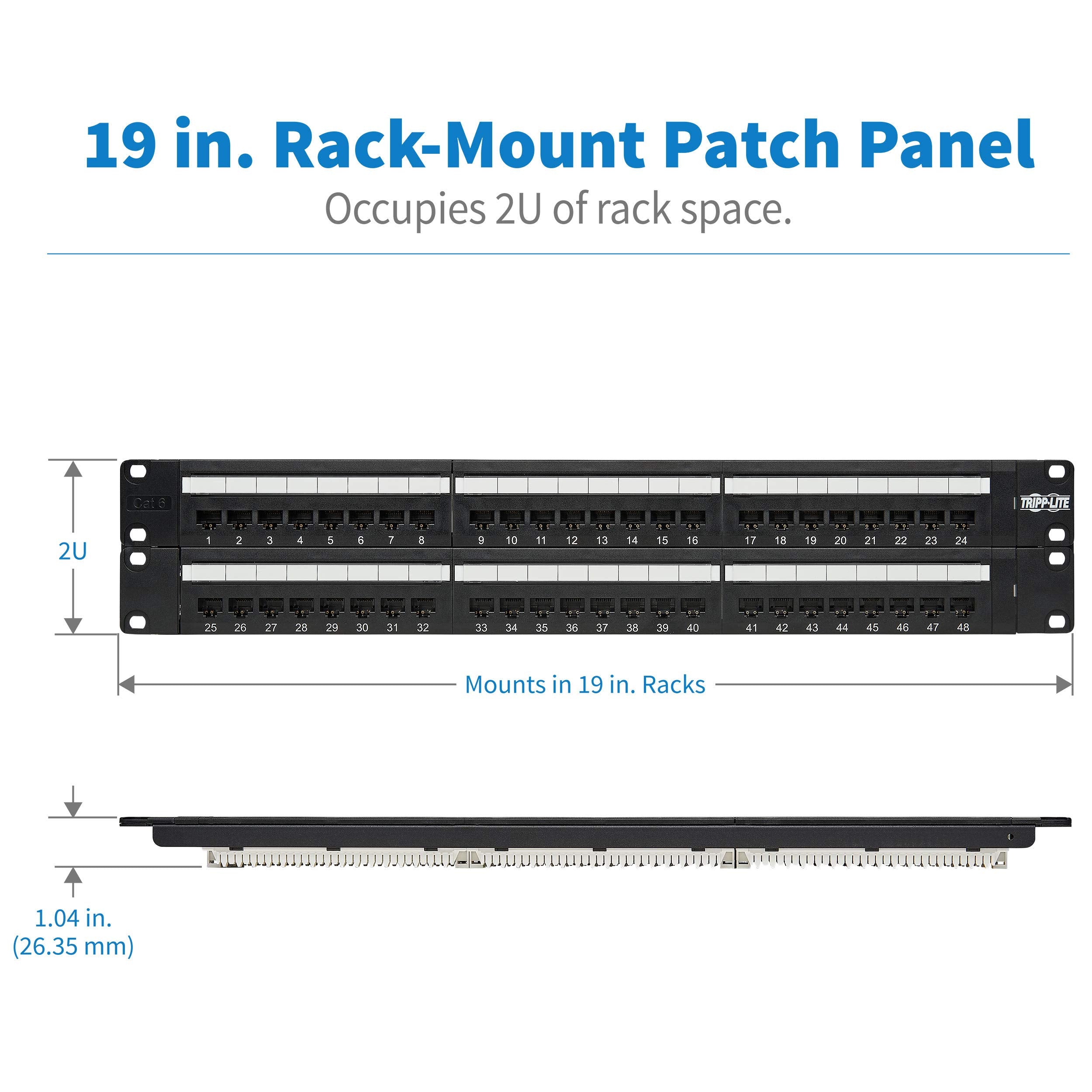 Tripp Lite 48 Port 2U Rackmount Cat6 110 Patch Panel 568B, Rj45 Ethernet(N252 048) , Black