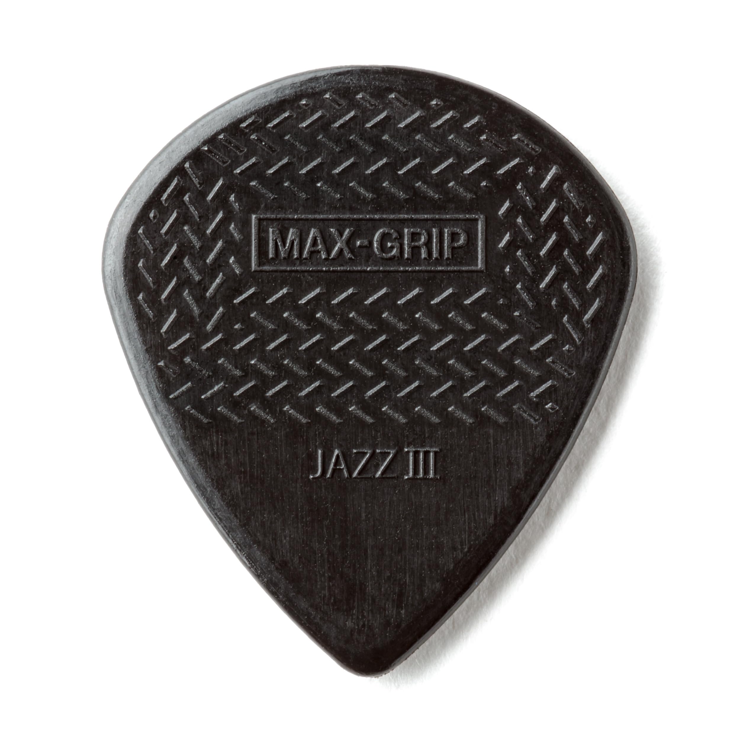 Dunlop 471P3C Max Grip Jazz Iii Carbon Fiber Guitar Picks, 6 Pack